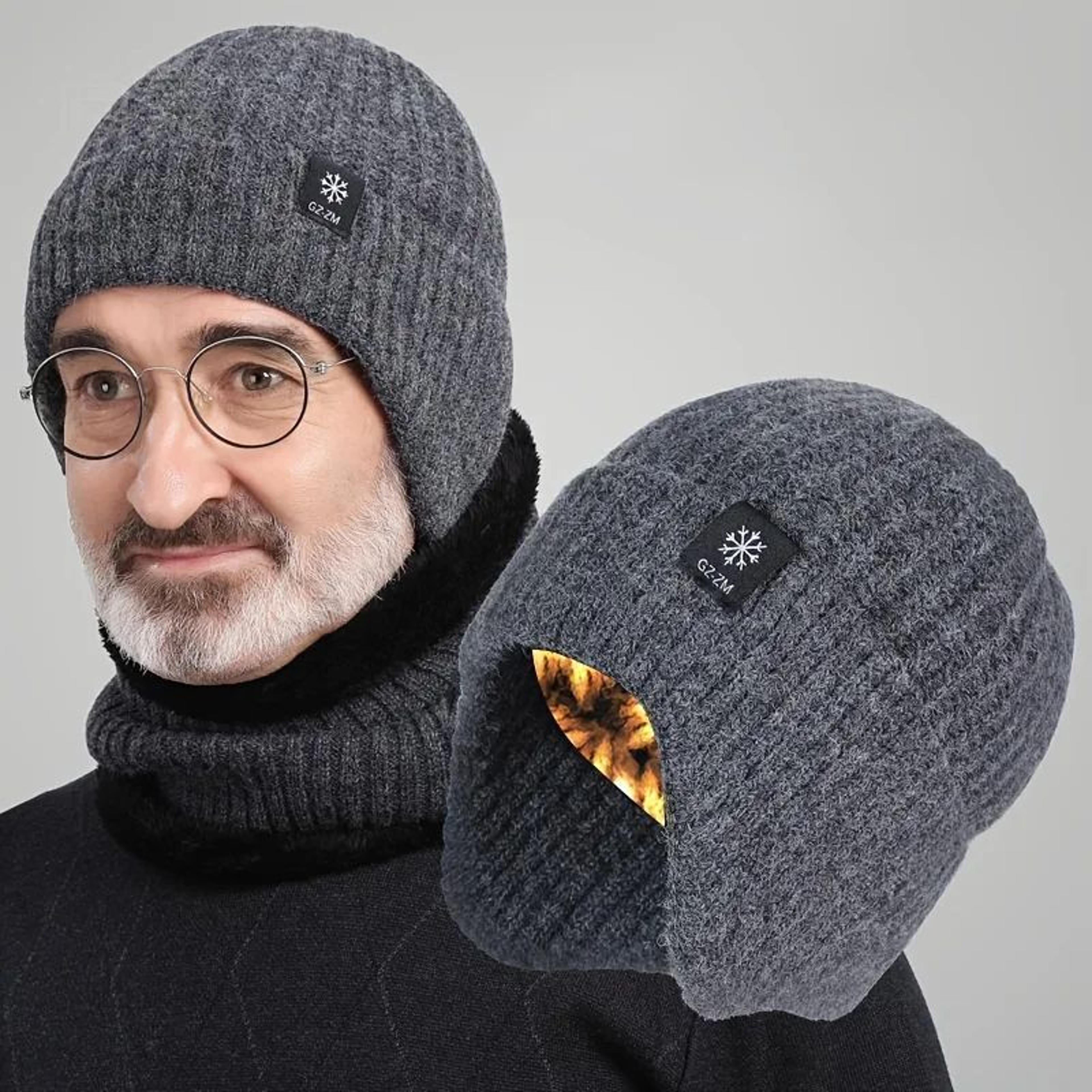 winter warm wool knit hat with ear protection for men