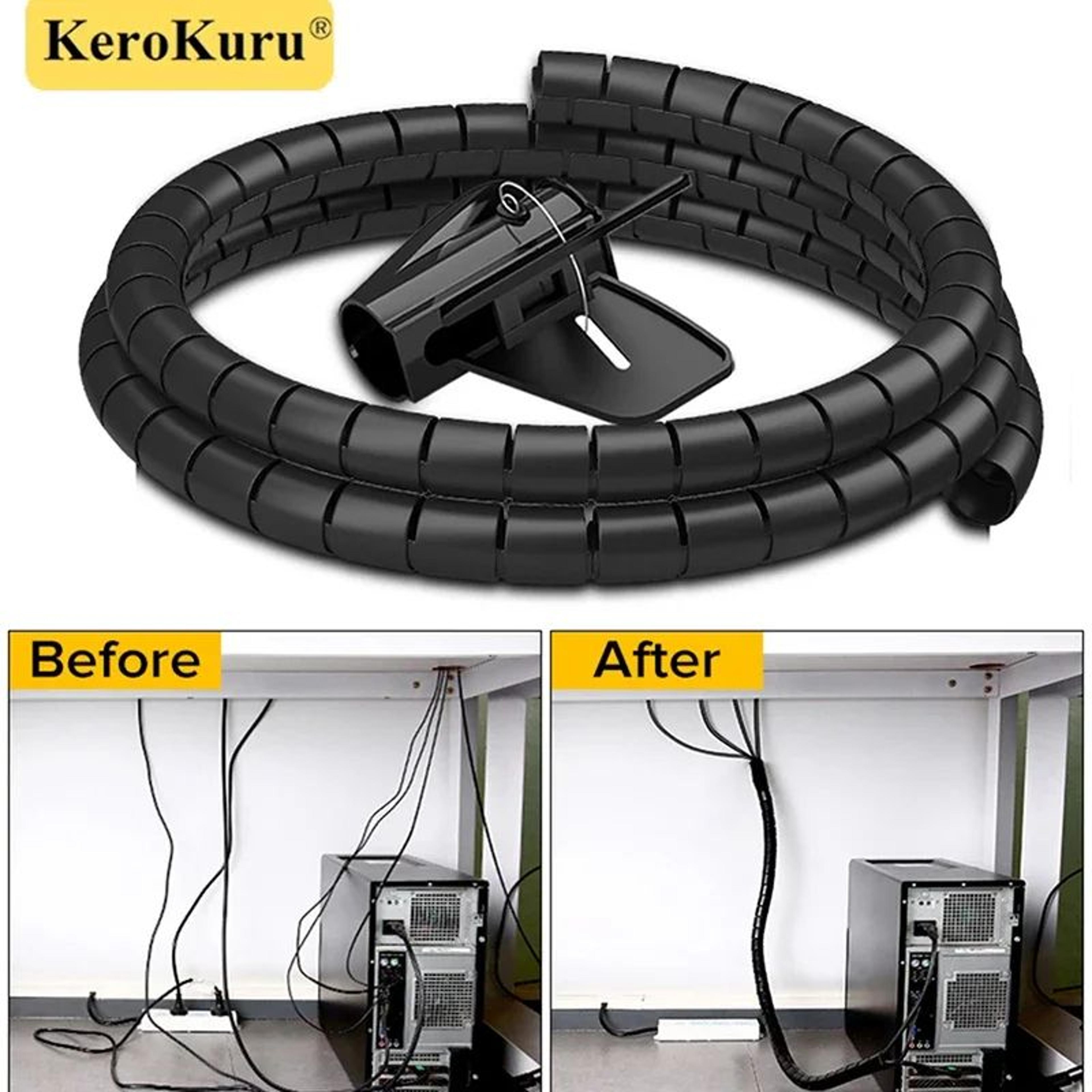 flexible spiral cable management sleeve – 2m wire organizer & cord protector
