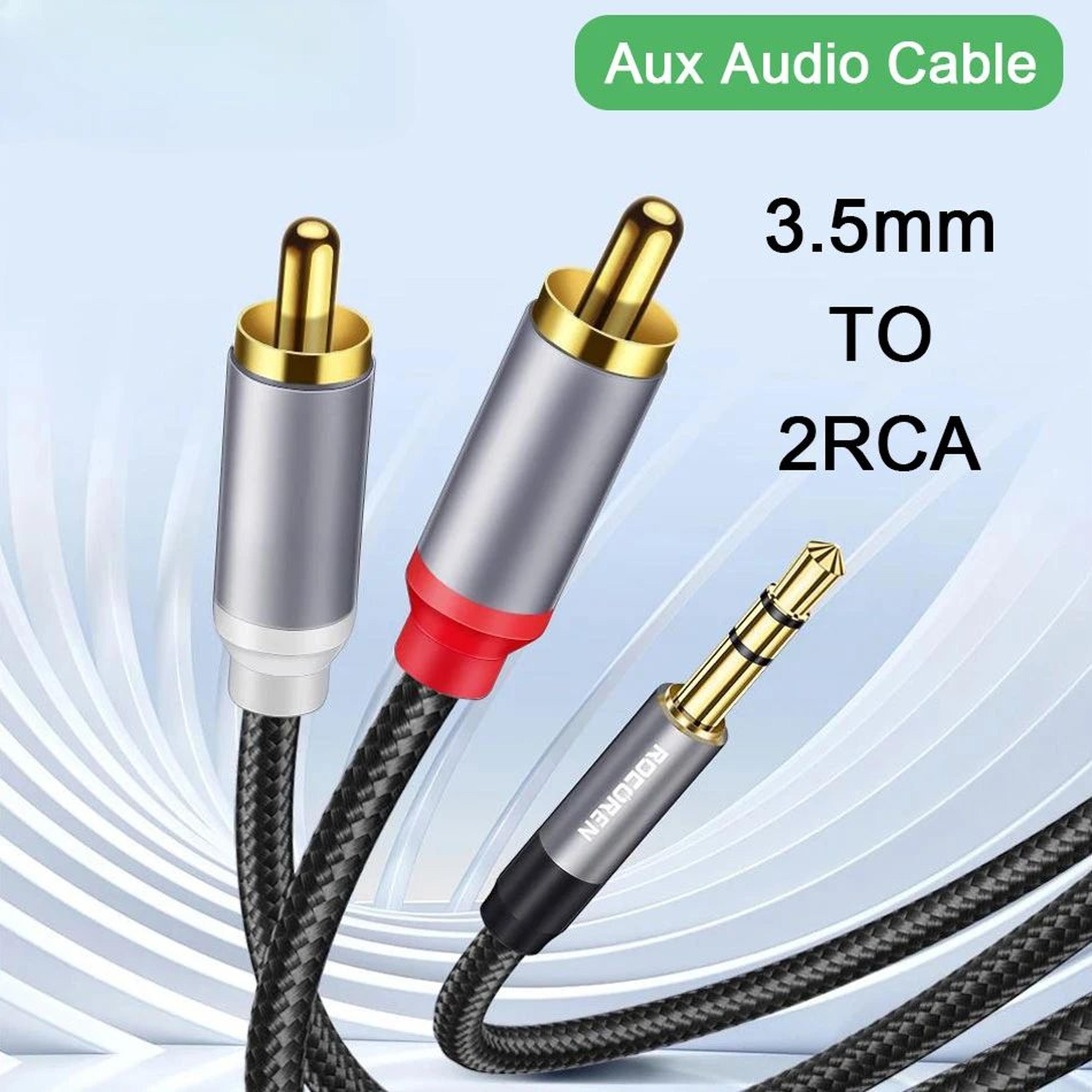 3.5mm to rca audio cable adapter for tv, speakers & amplifiers – aux jack to dual rca male splitter