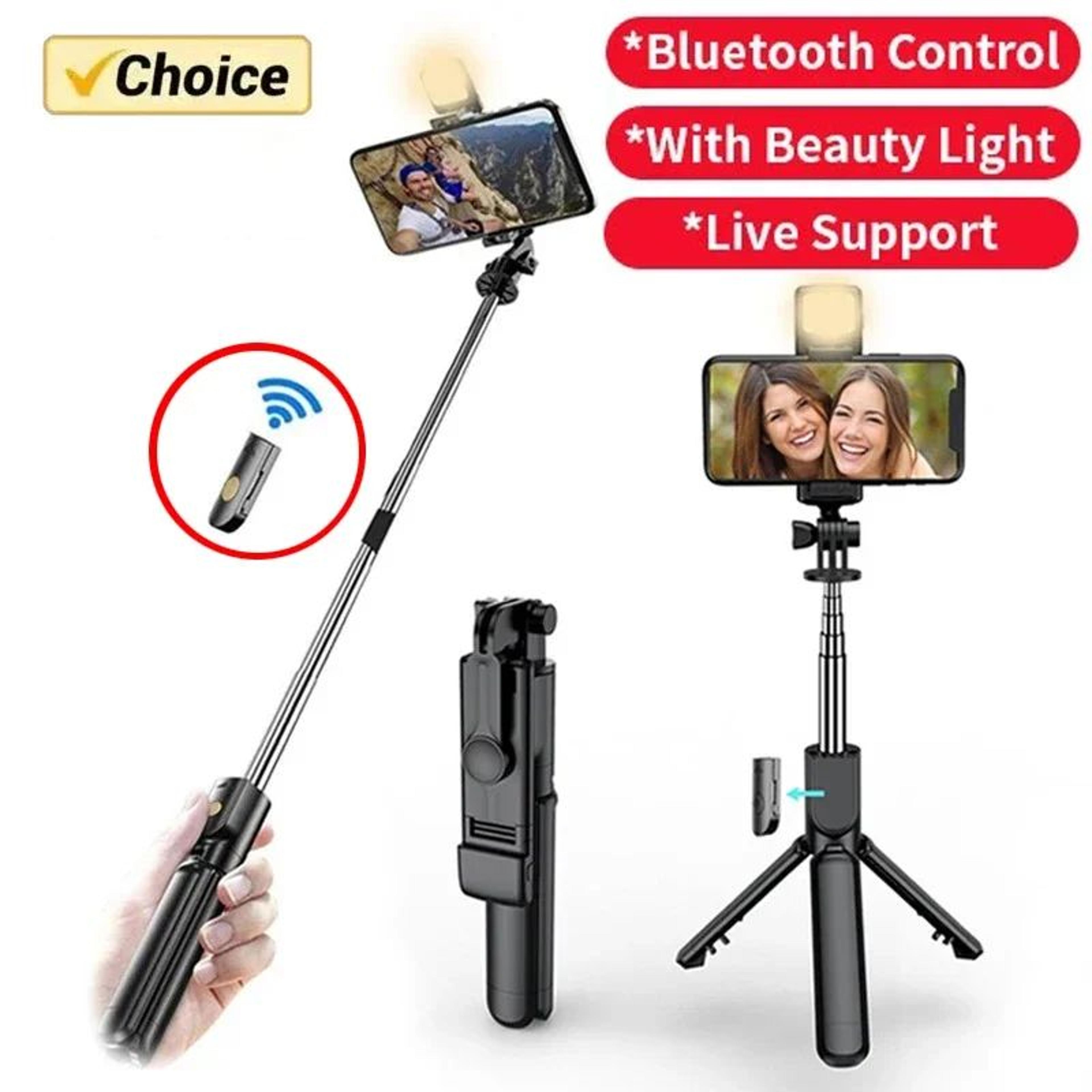 smartglow wireless bluetooth selfie stick tripod with led light & remote