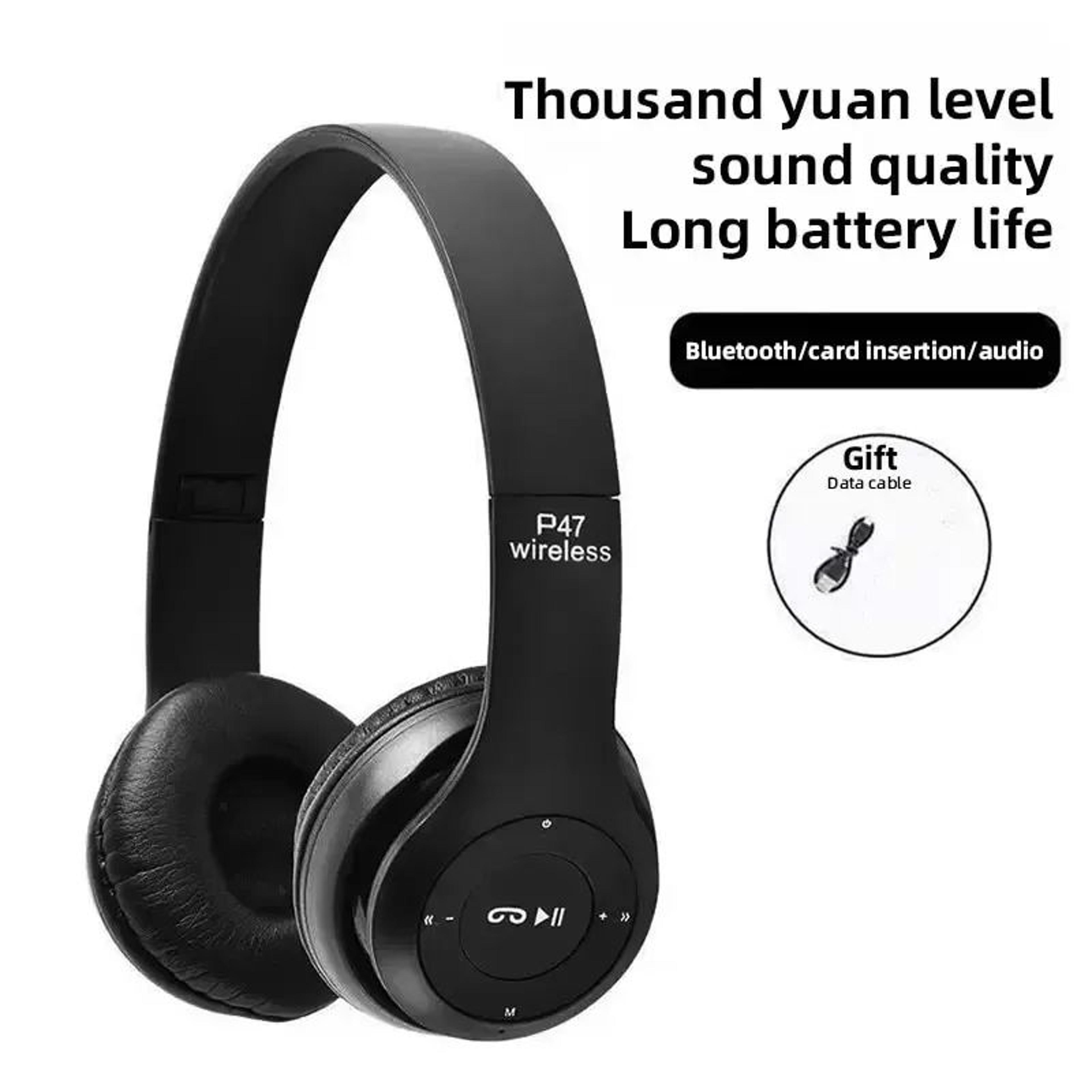 p47 wireless bluetooth headphones with noise isolation & hands-free calls