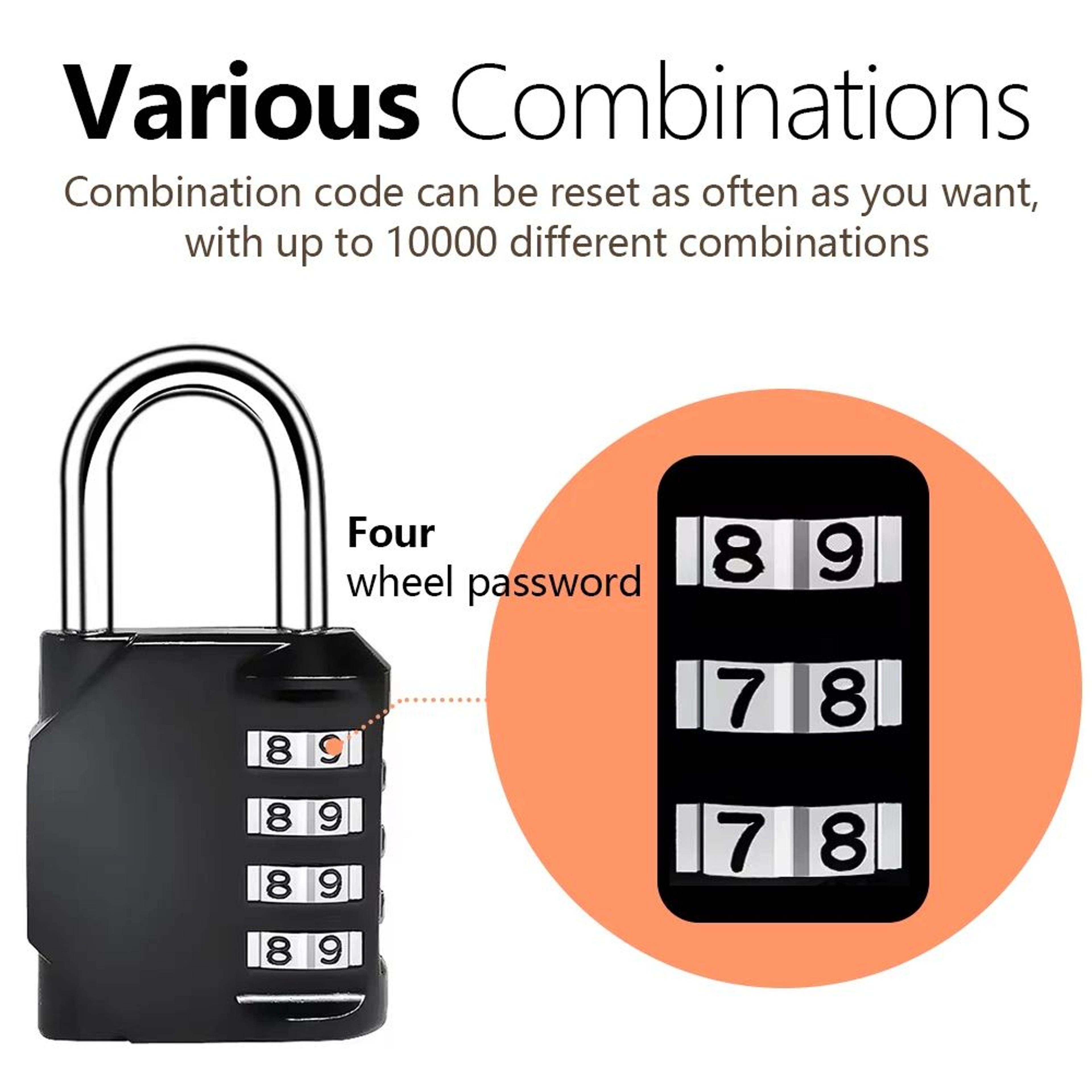 secureguard 4-digit waterproof combination padlock for luggage, doors & lockers