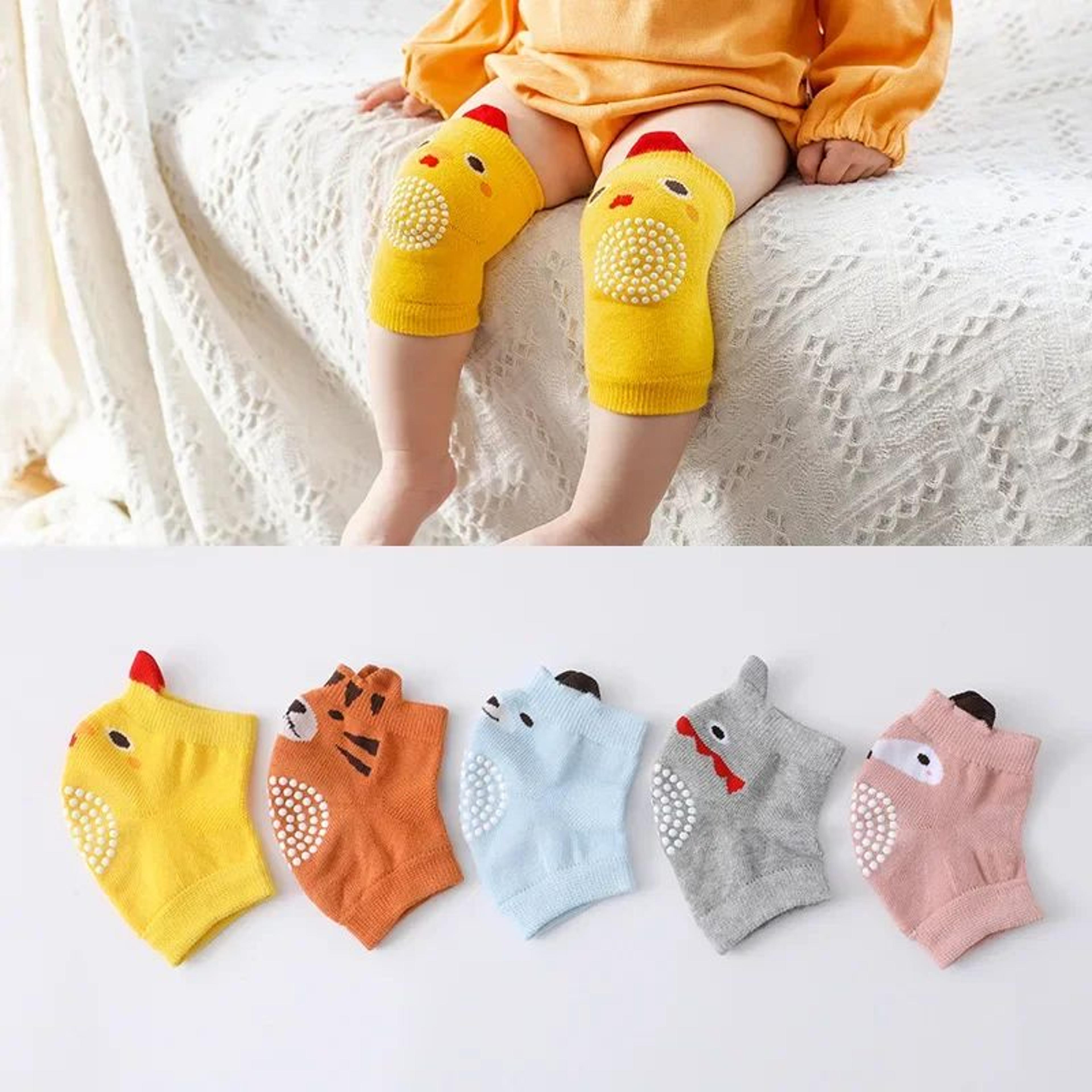 softgrip cotton baby knee pads for crawling & first steps