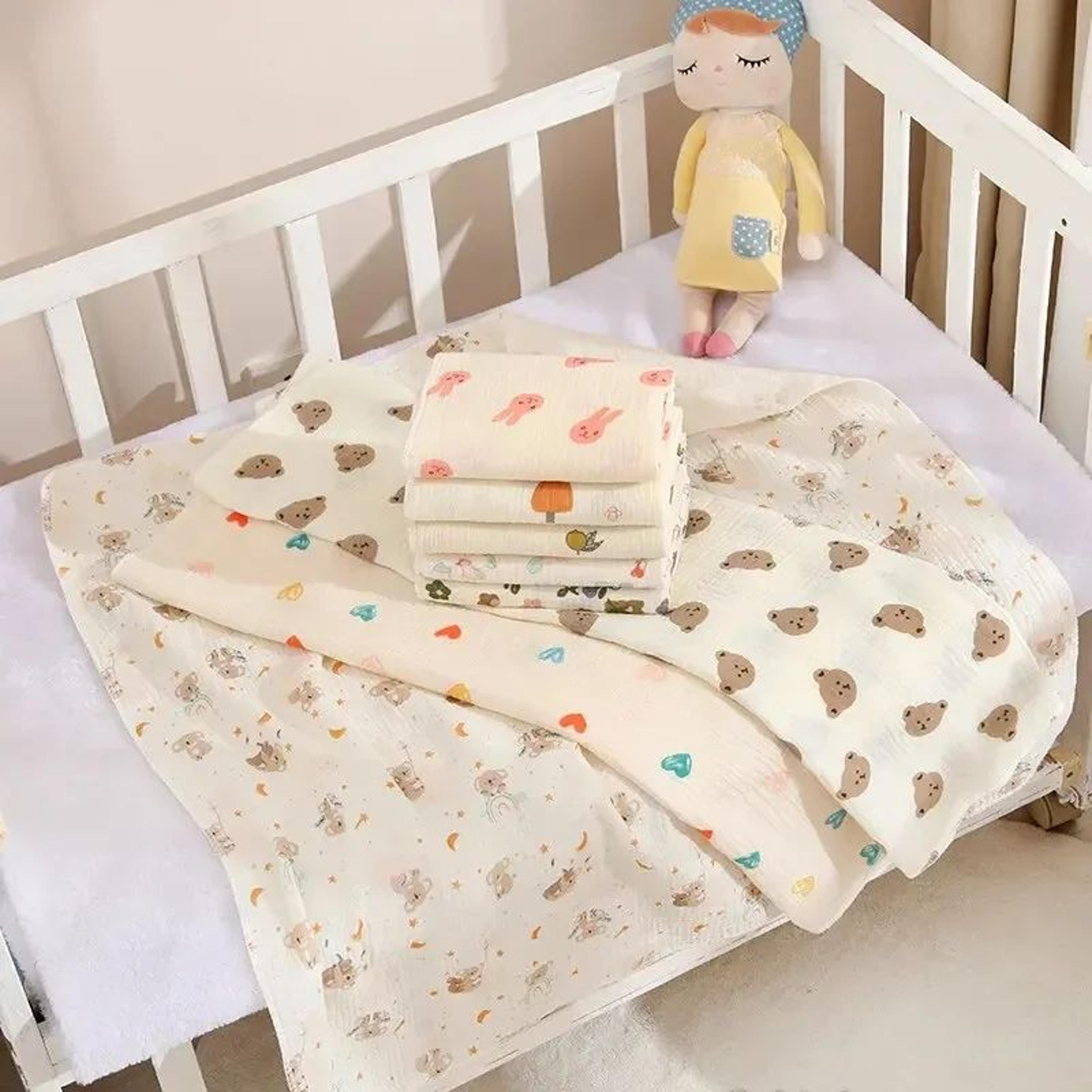 soft cotton muslin baby swaddle blanket 31.5x31.5 inches – breathable newborn receiving & bath towel