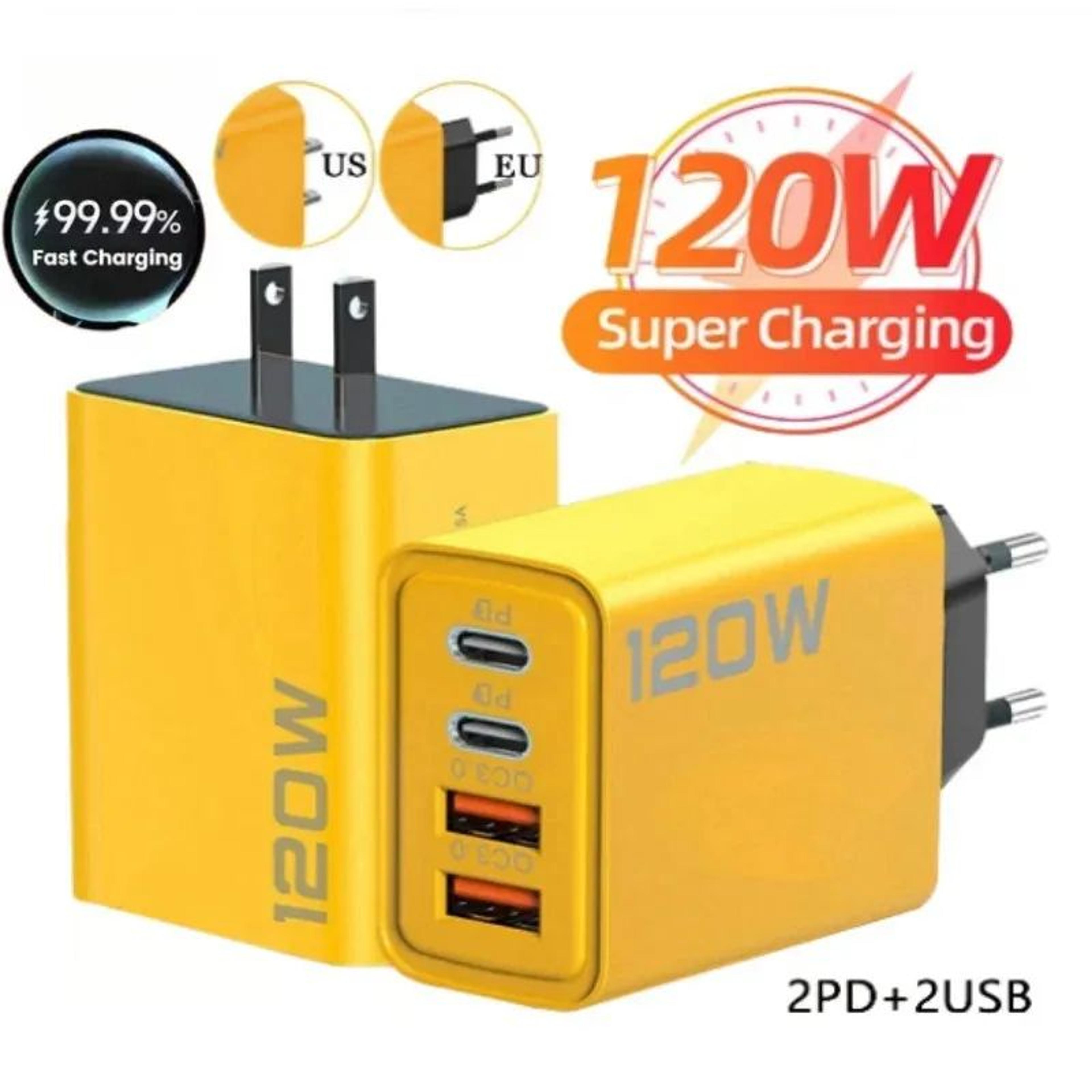 120w ultra-fast multiport usb charger – 4-port usb-c & usb quick charge adapter