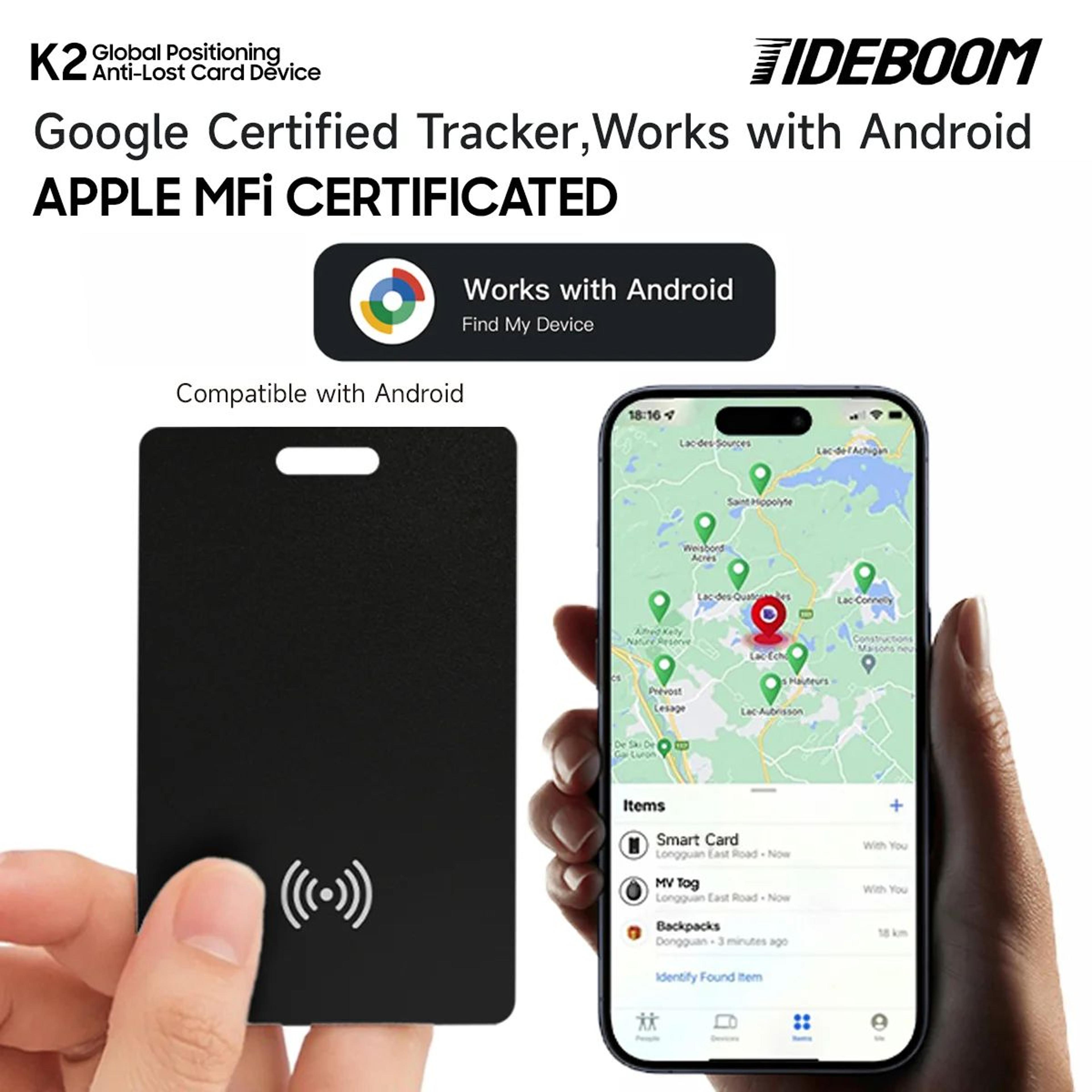 ultra-slim gps wallet tracker card with google find my device