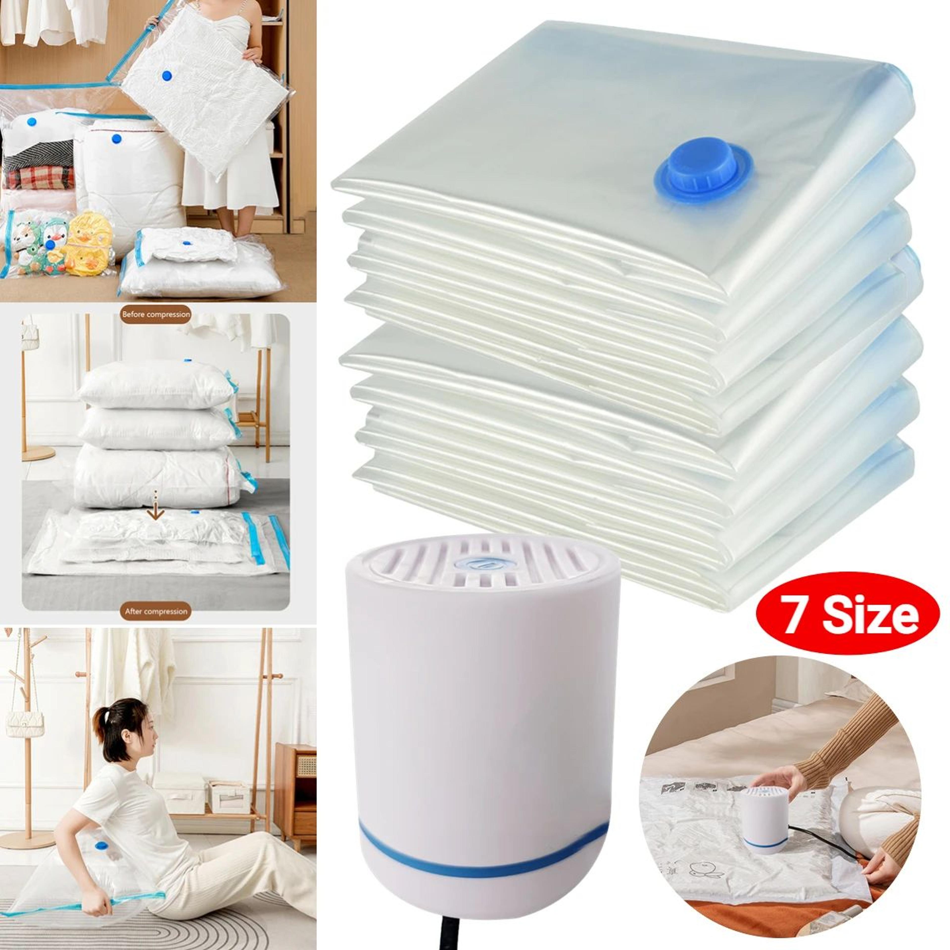 reusable vacuum storage bags with mini electric sealer – space-saving clothes organizer (7 sizes)