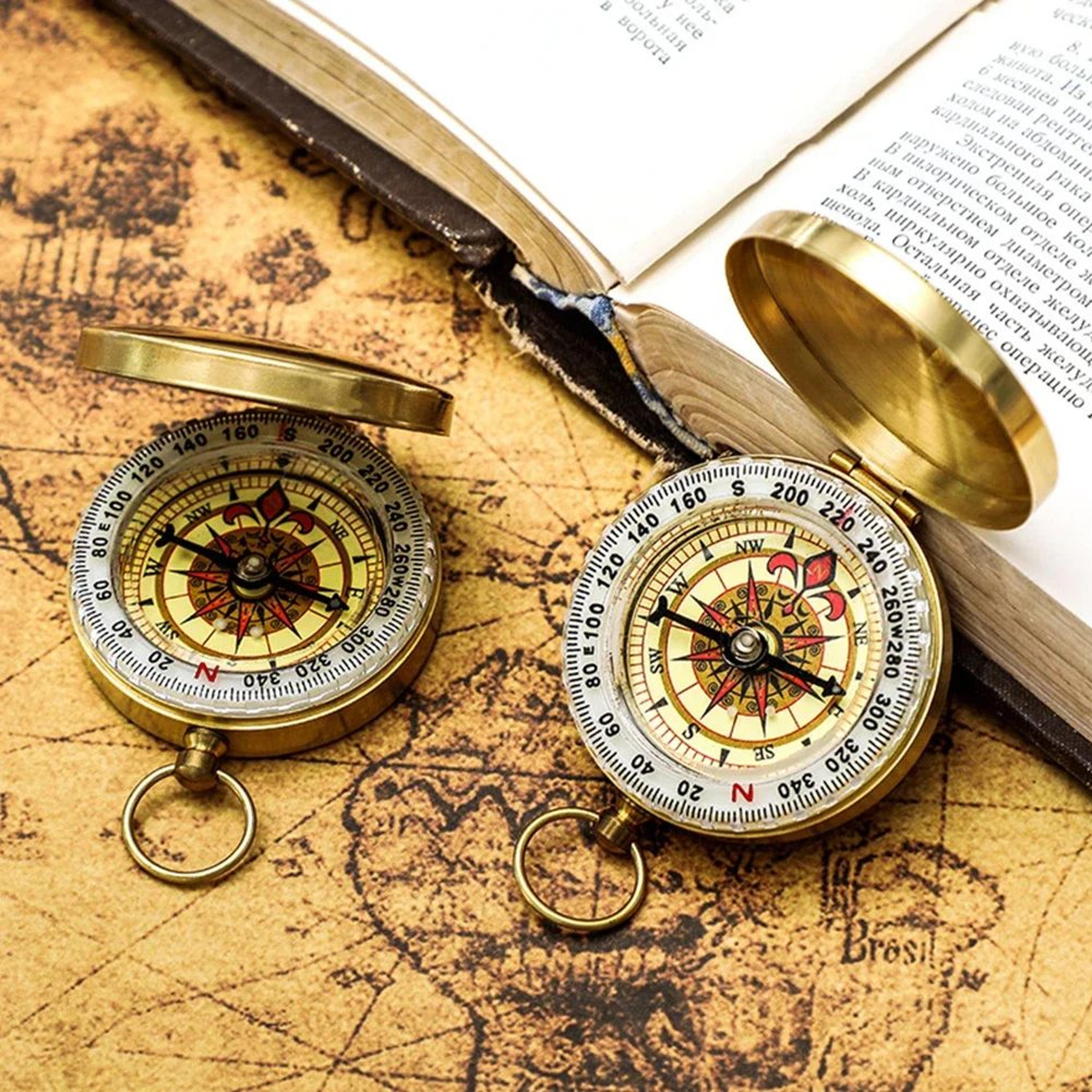 vintage outdoor waterproof navigation compass – mini copper pocket travel guide