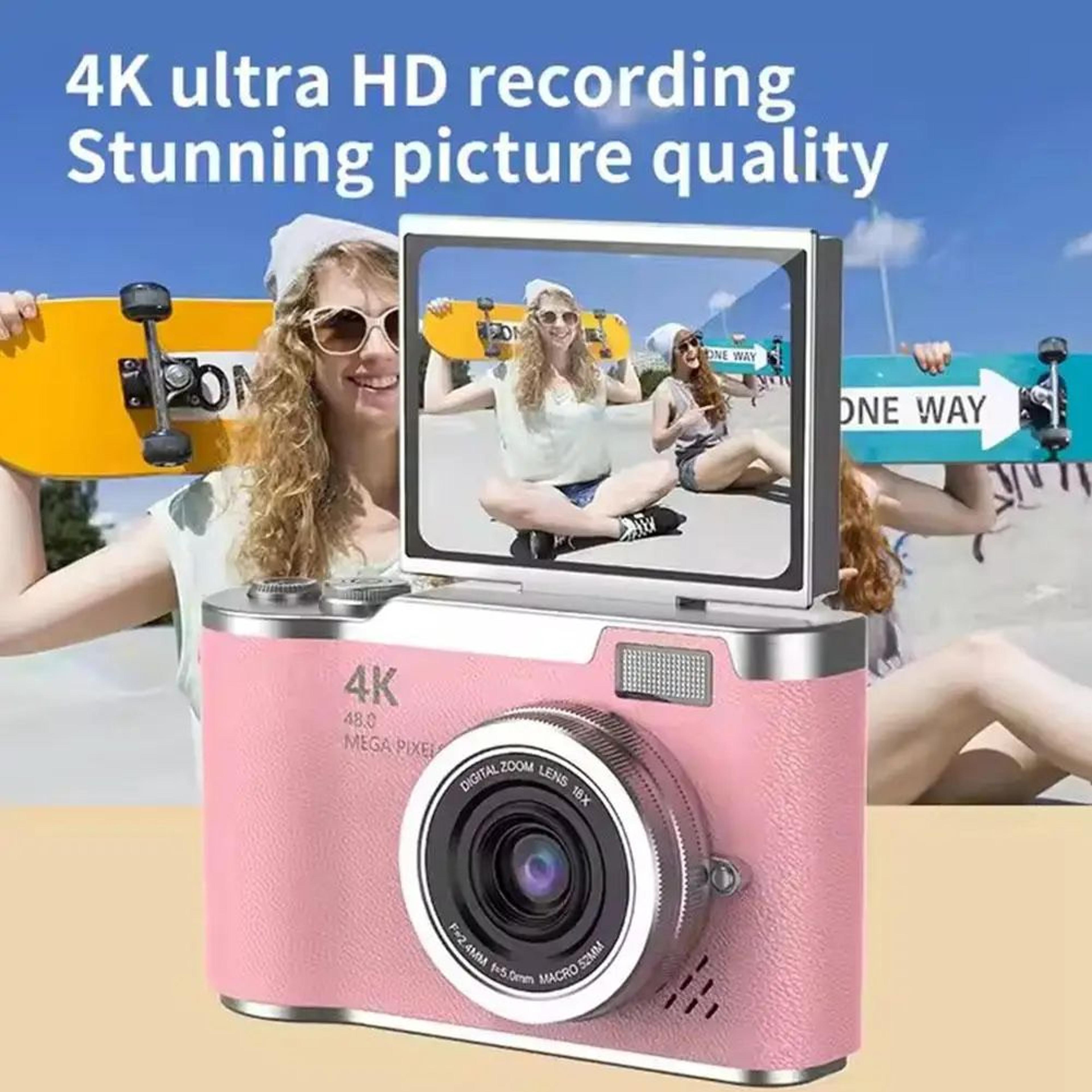 ultraview 4k flipscreen digital camera – 48mp compact travel & selfie camera
