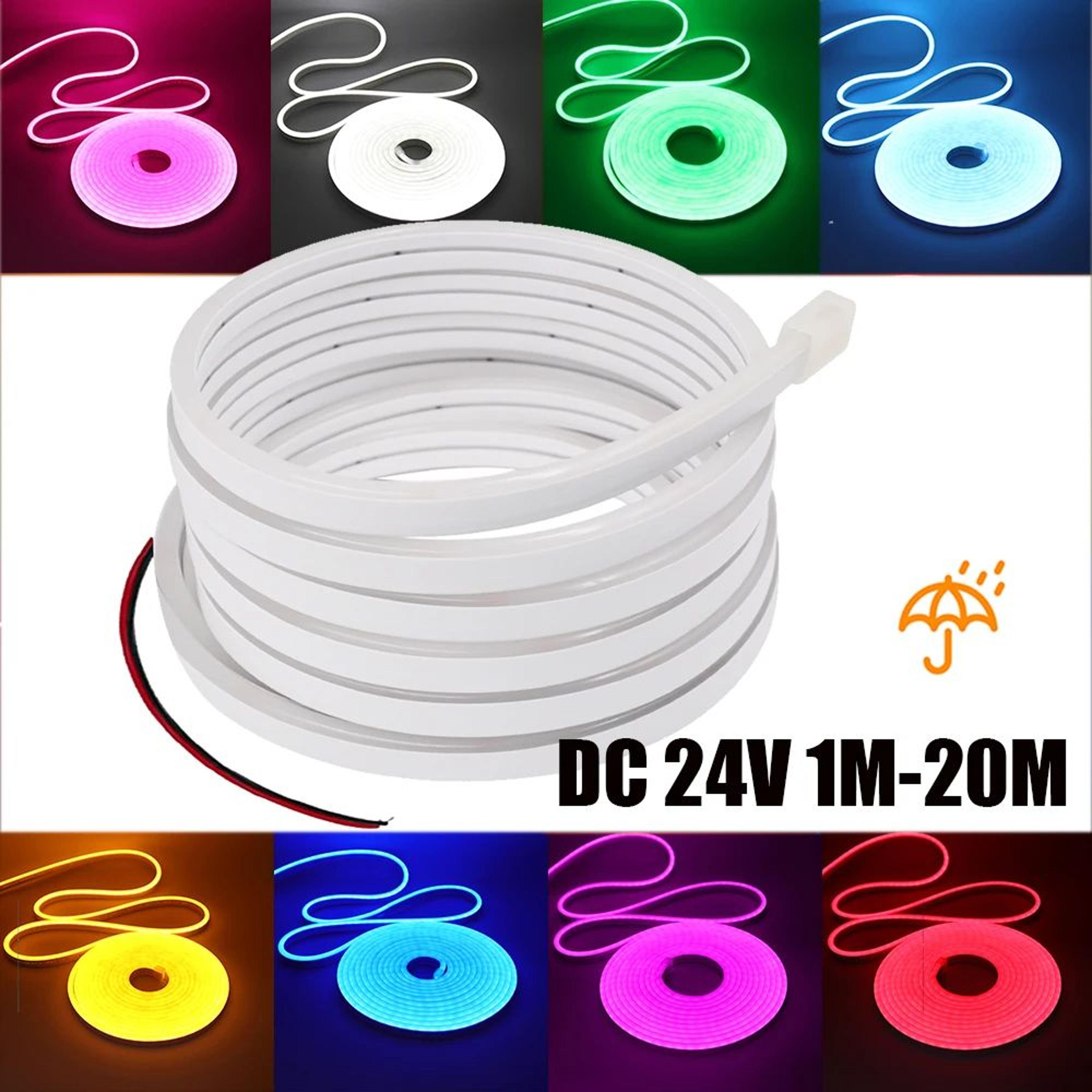 24v ip67 waterproof neon led strip light (1–20m) silicone neon rope for tv backlight & home decor