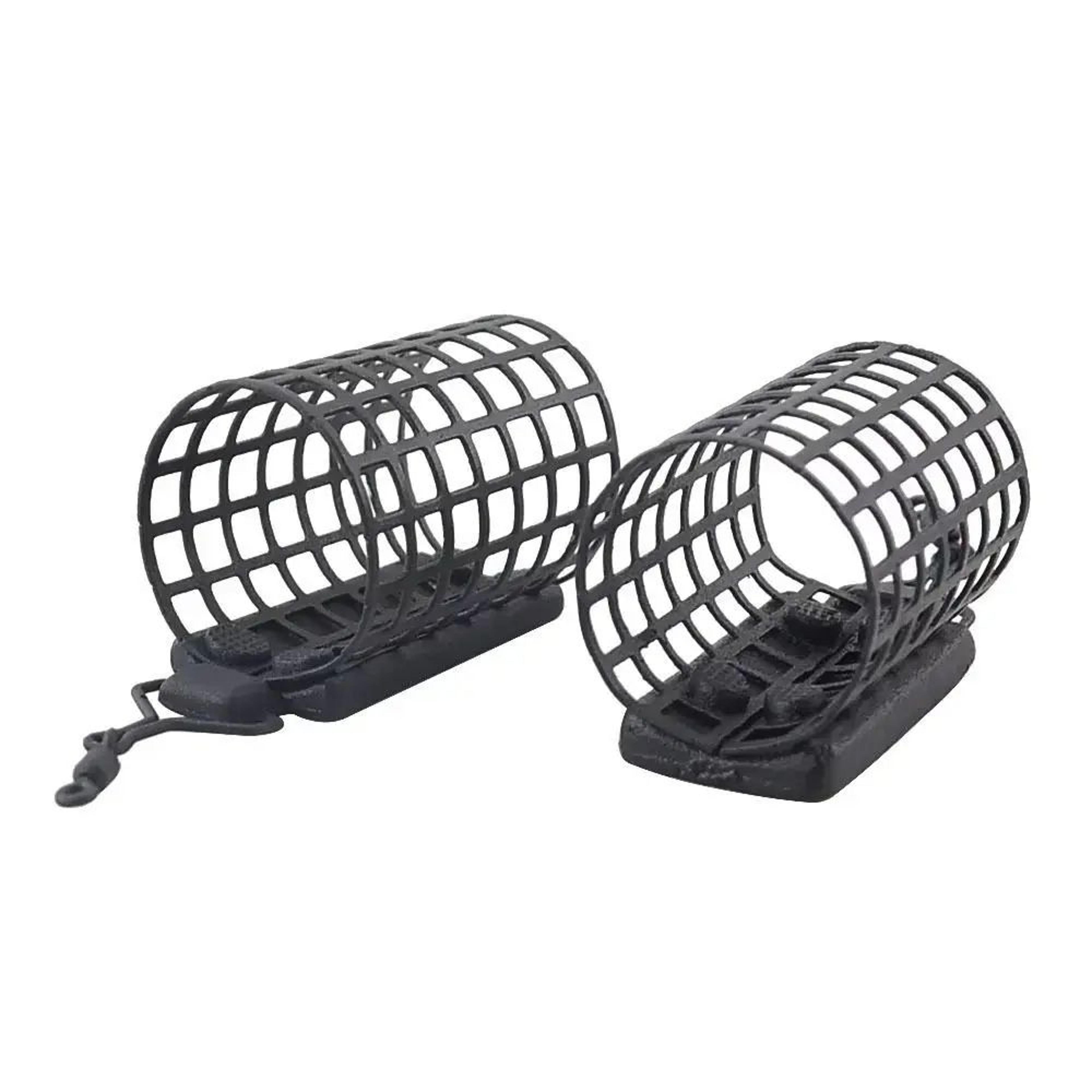 5-pack stainless steel fishing feeder cage set (round & square, 10g–50g) for fast baiting & longer casts