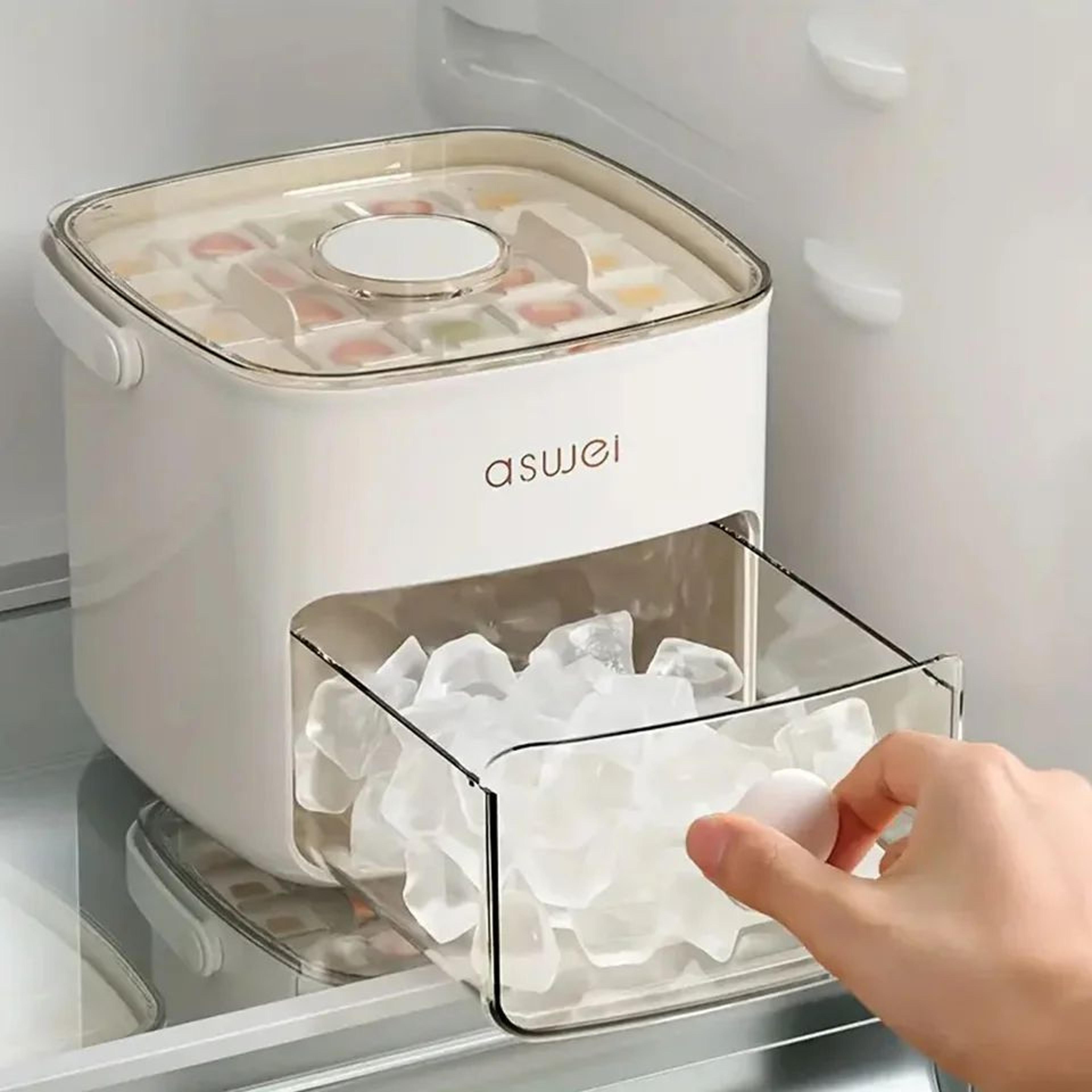 48-cube easy-press ice cube tray with lid – double-layer whiskey ice cube maker for cocktails & freezer storage