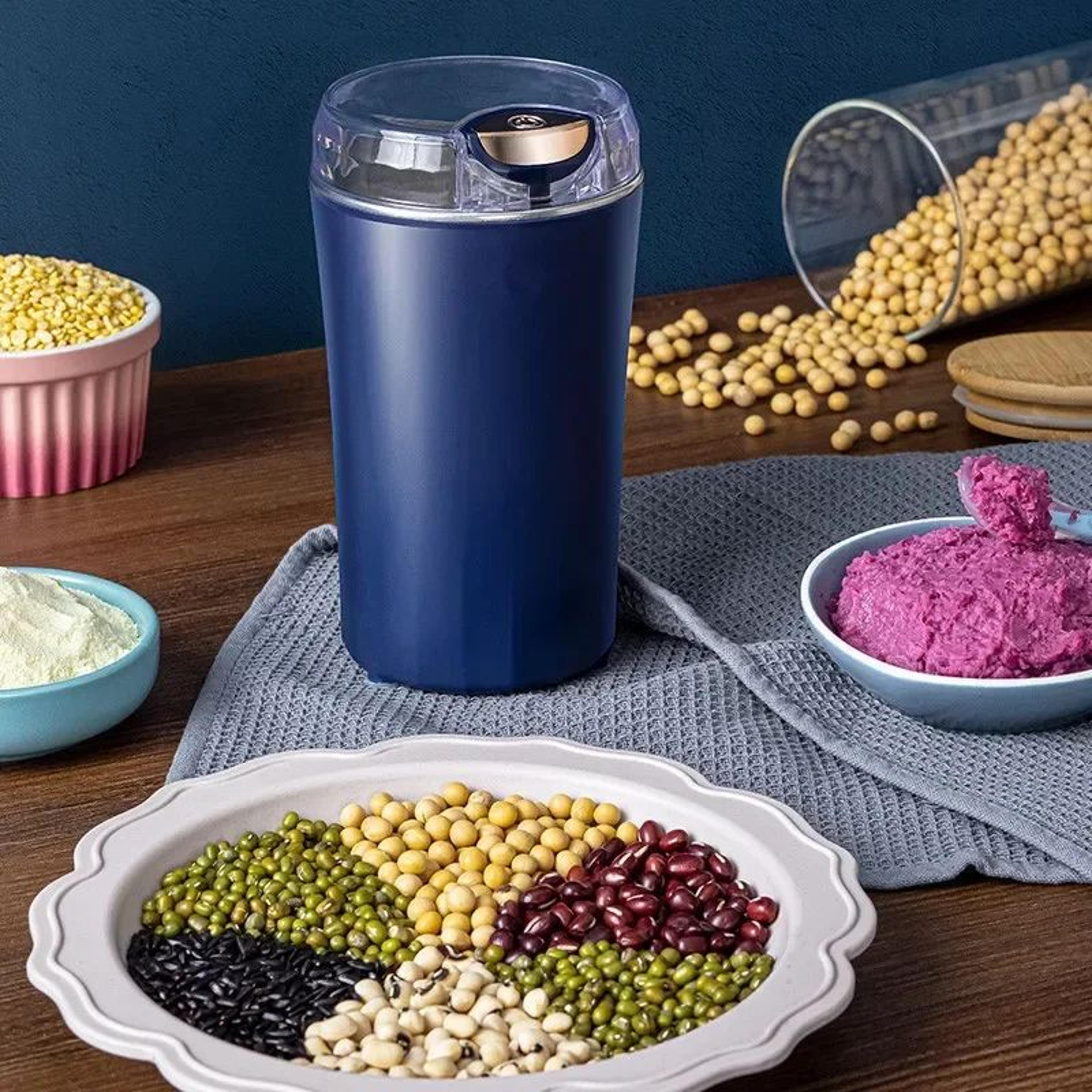 portable 8-blade electric coffee grinder (220v eu) – stainless steel coffee bean & spice grinder for fast, fresh flavor