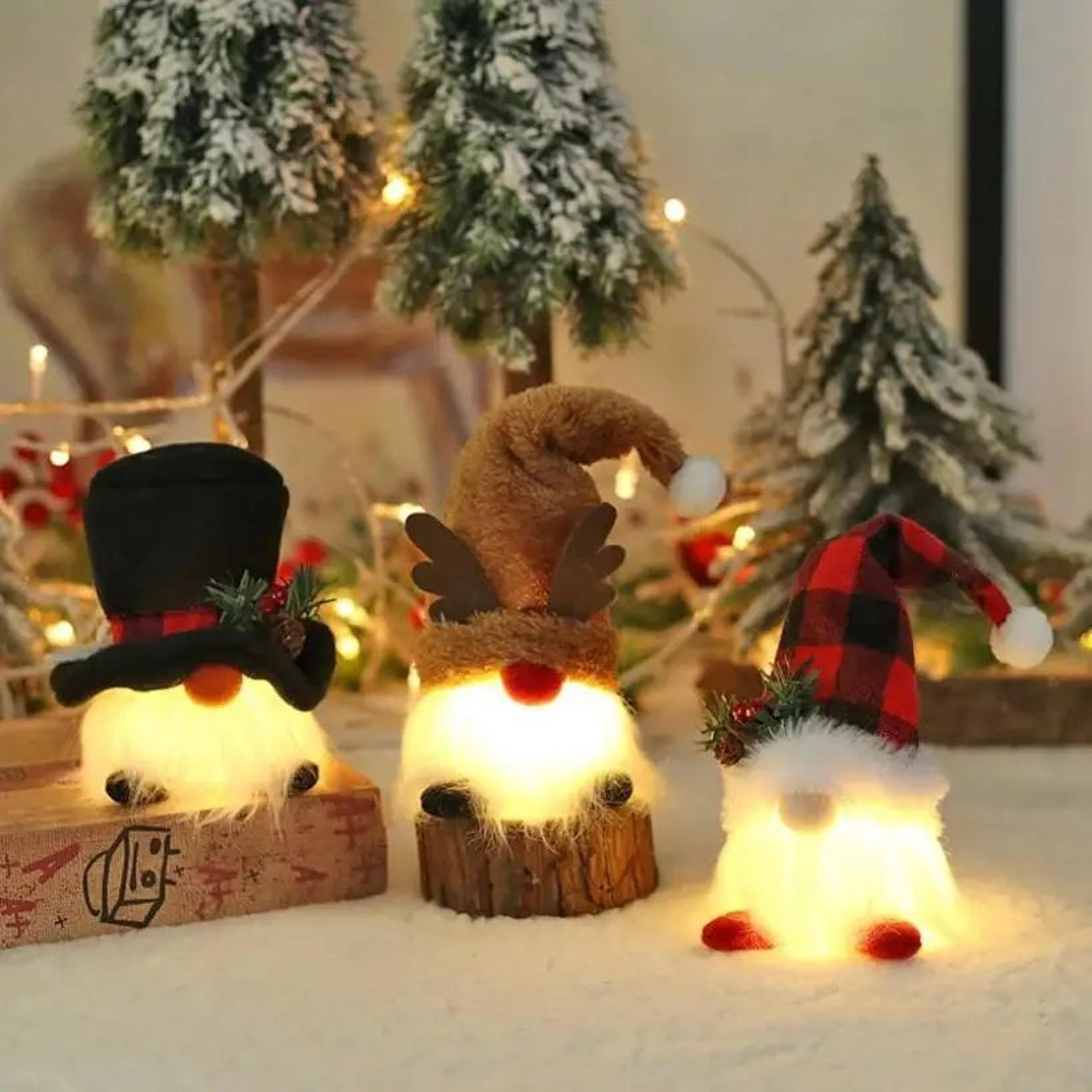 light-up christmas gnome pendant ornament – plush santa doll tree decor with warm led glow