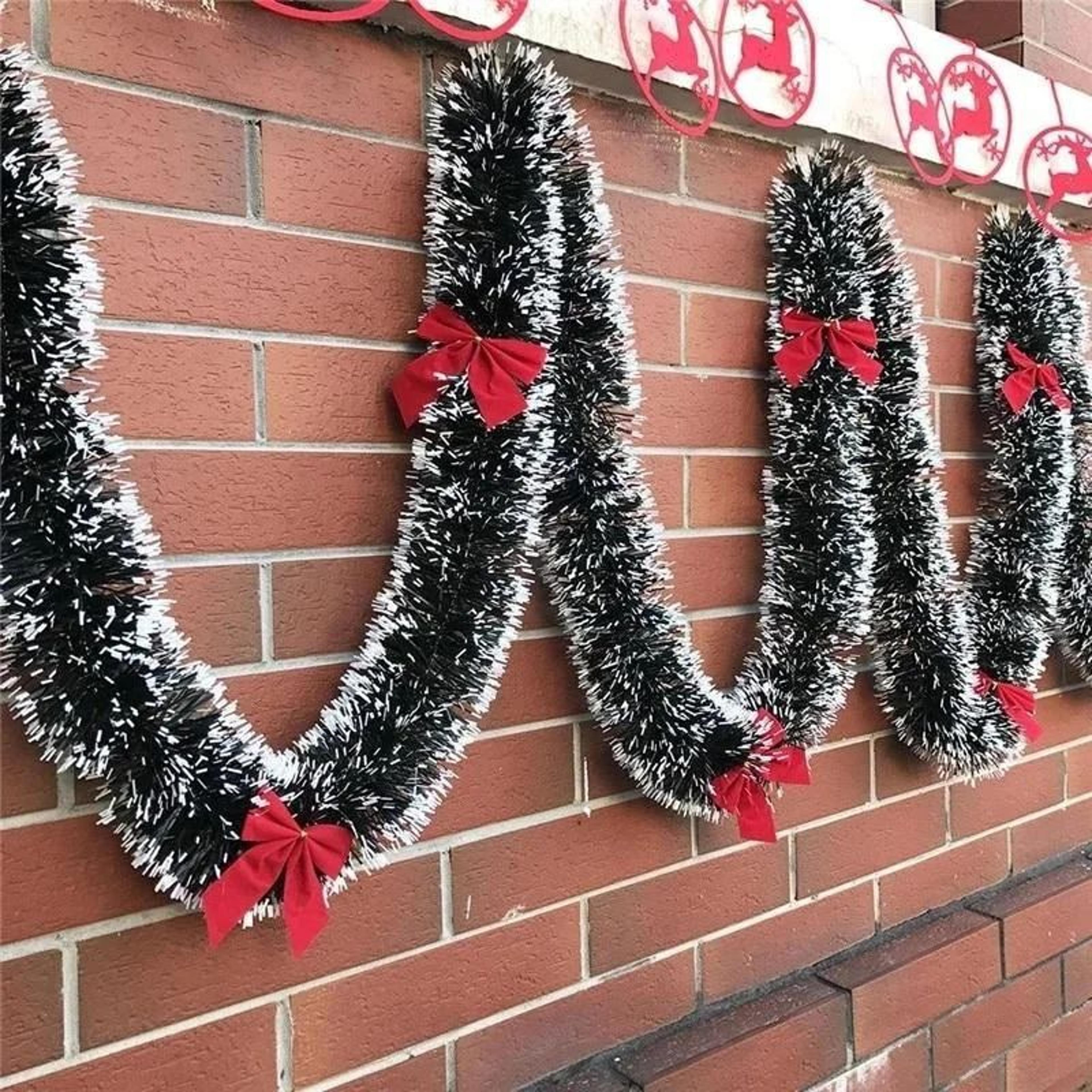 2m classic christmas ribbon garland for tree, mantel & party decor