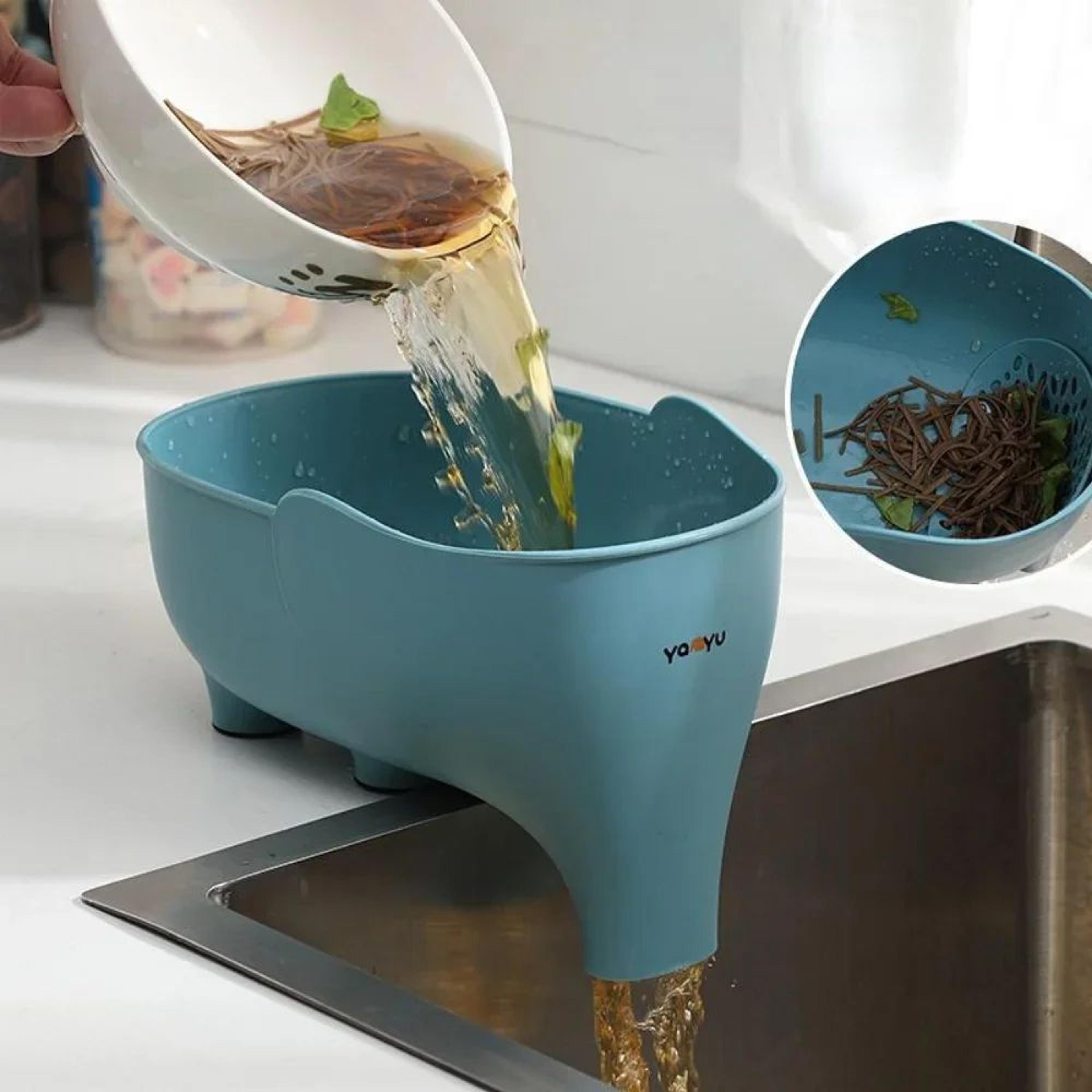 elephant sink strainer hanging drain basket – cute kitchen sink organizer for food scraps & produce rinsing