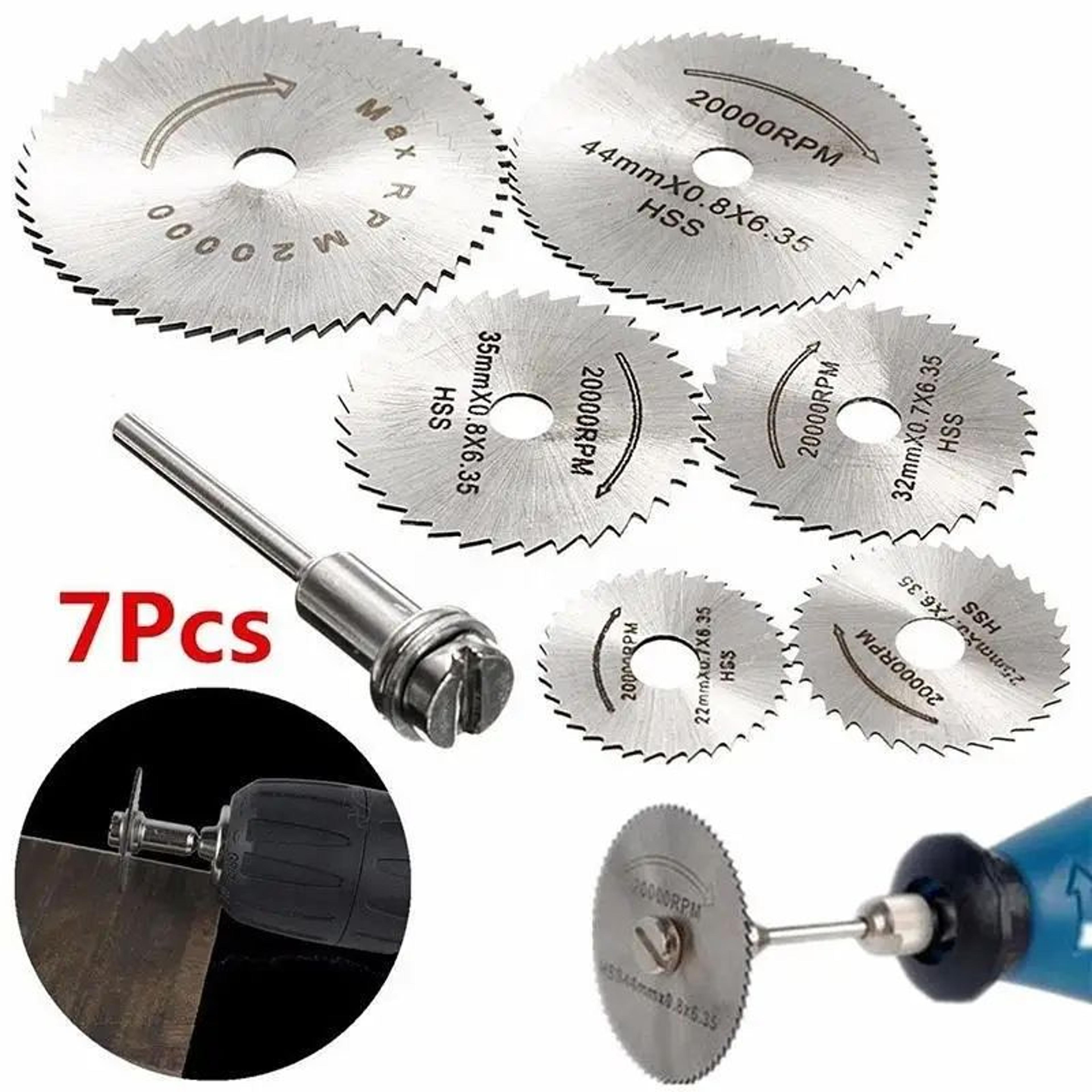 hss mini saw blade set with 1/8" shank mandrel for rotary tools (6-piece precision cutting kit)