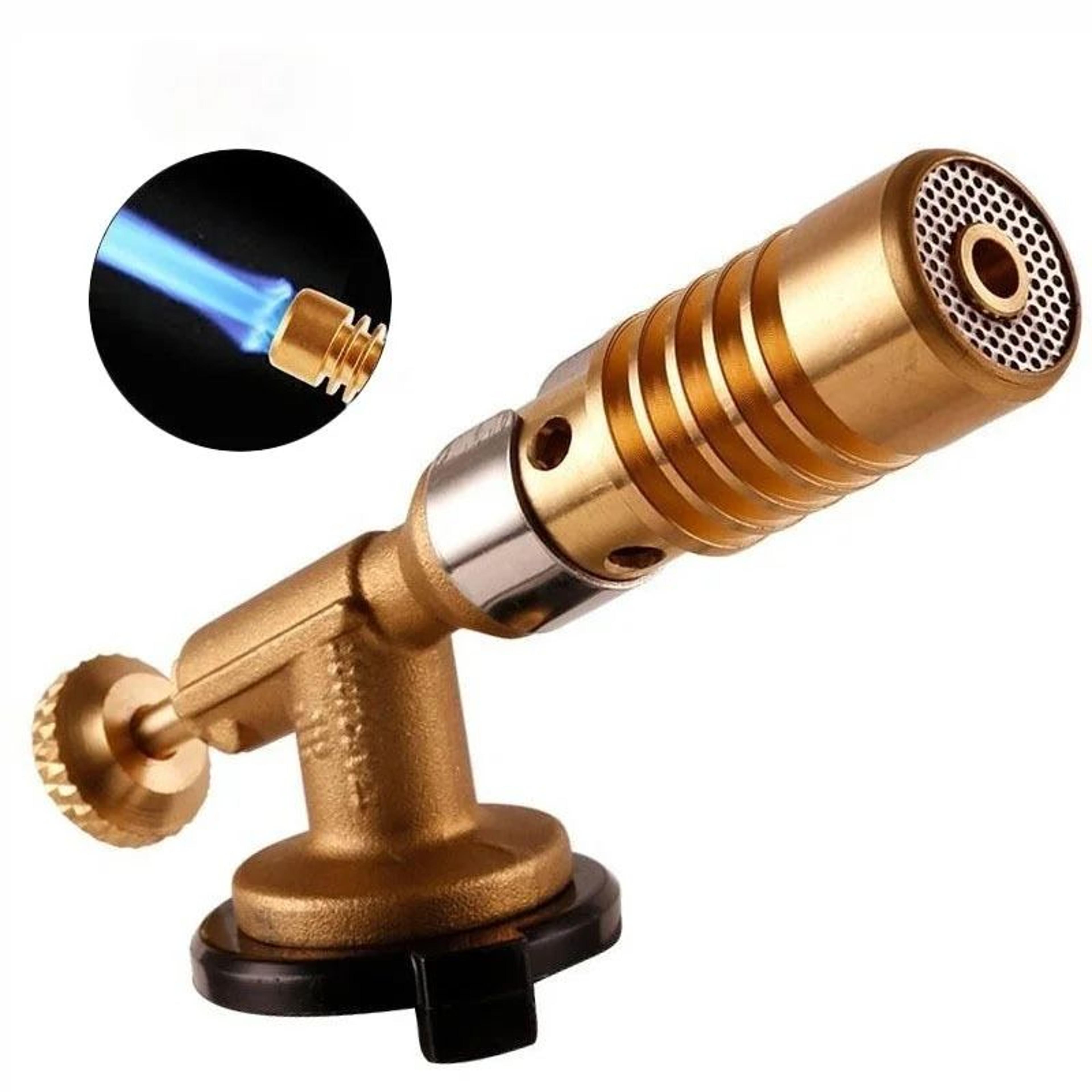 auto-ignition butane torch blowtorch with adjustable flame for cooking, bbq, camping & soldering