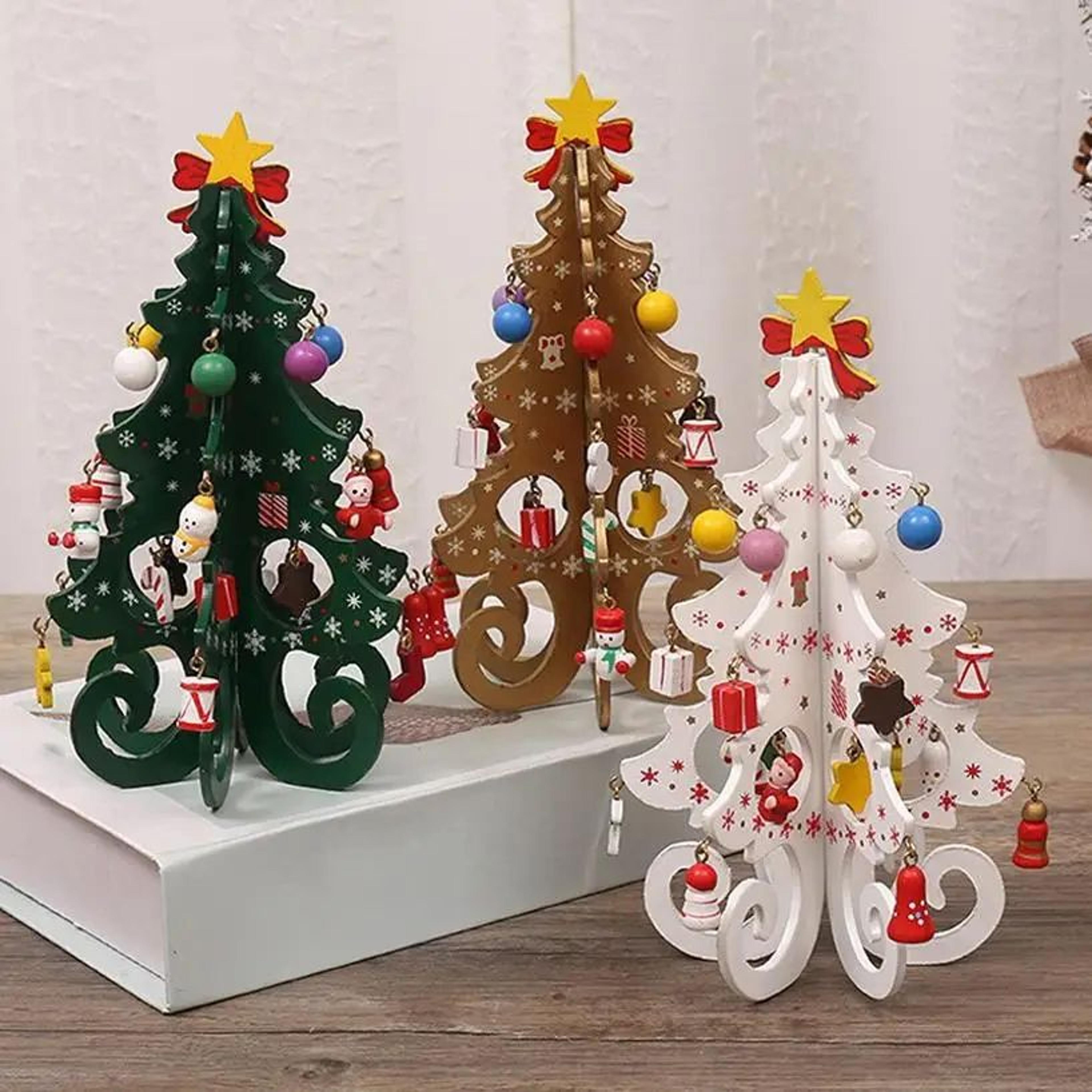 wooden christmas tree ornament – nordic desktop holiday decor & mini table centerpiece