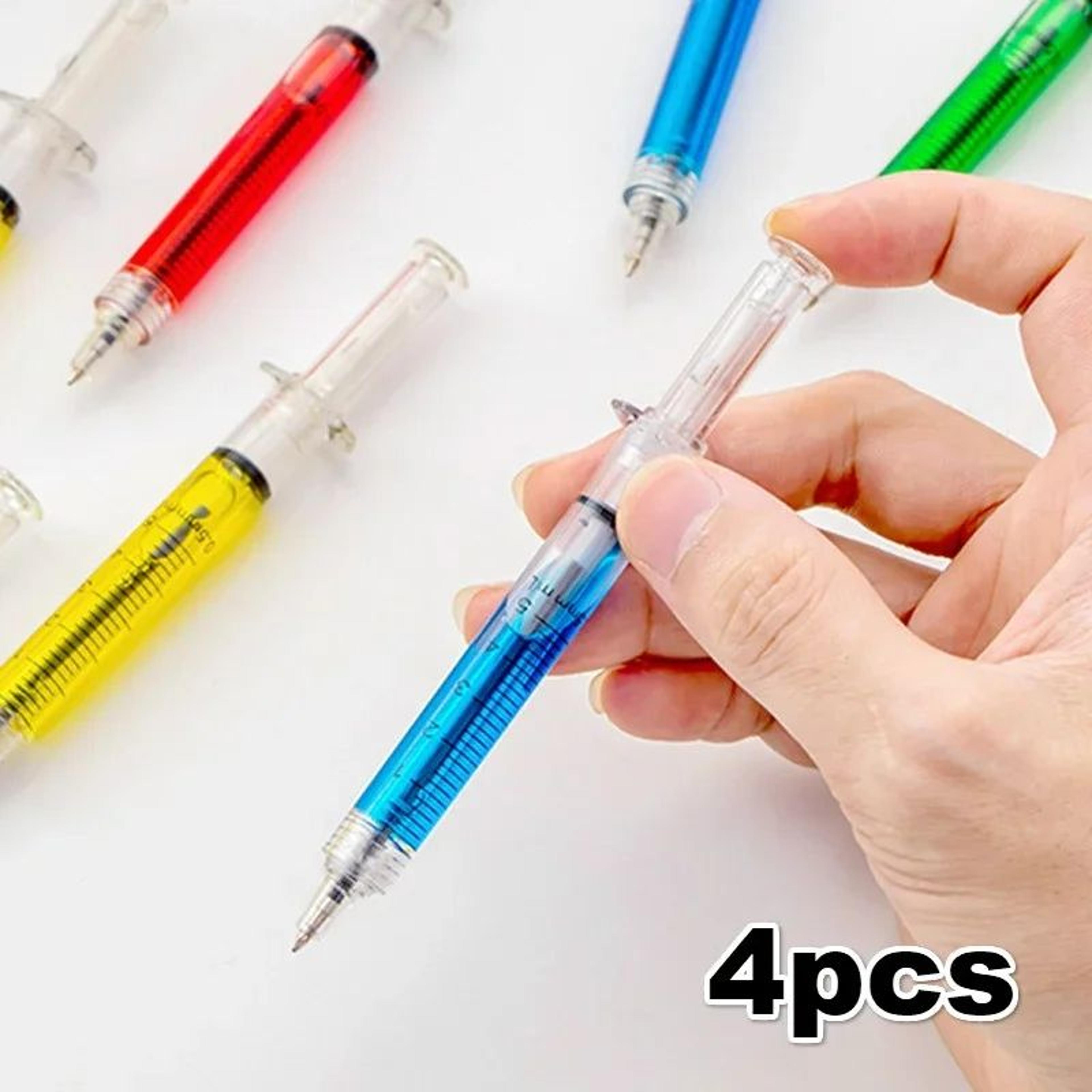 4-pack funny syringe pen set – creative stationery ballpoint pens for students & gifts