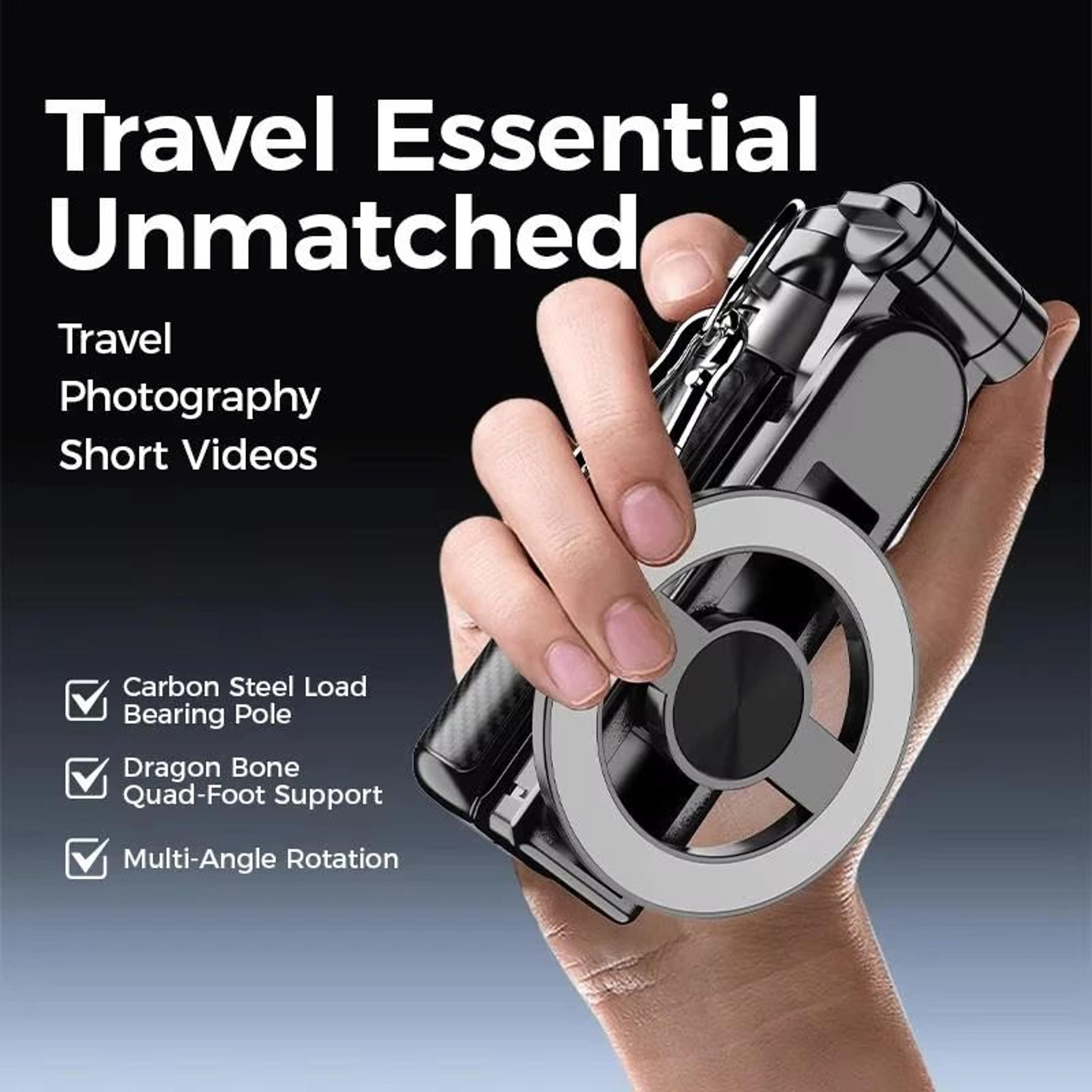 4-in-1 magnetic selfie stick tripod with 360° rotation & bluetooth remote