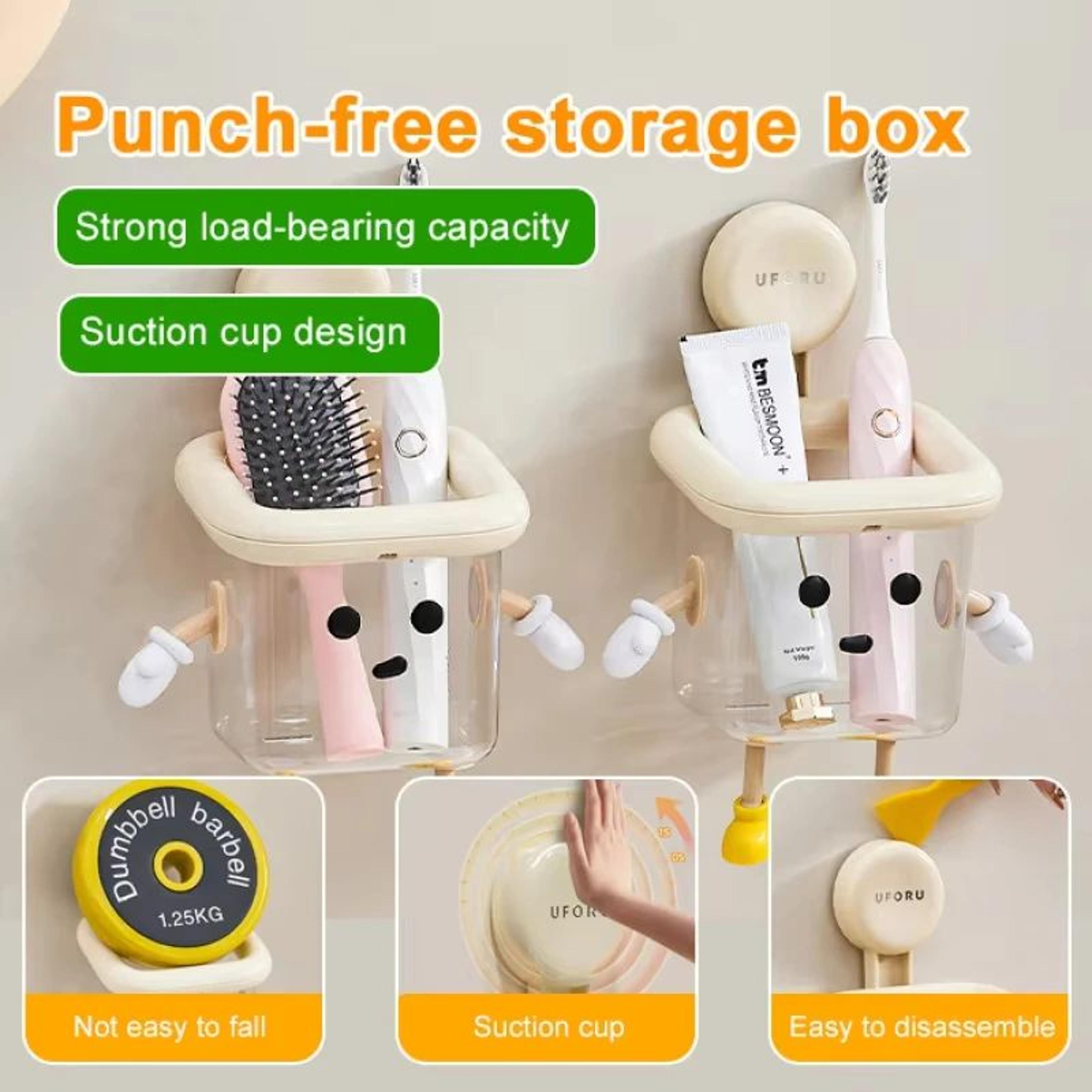 no-drill suction cup bathroom shelf waterproof wall-mounted organizer rack