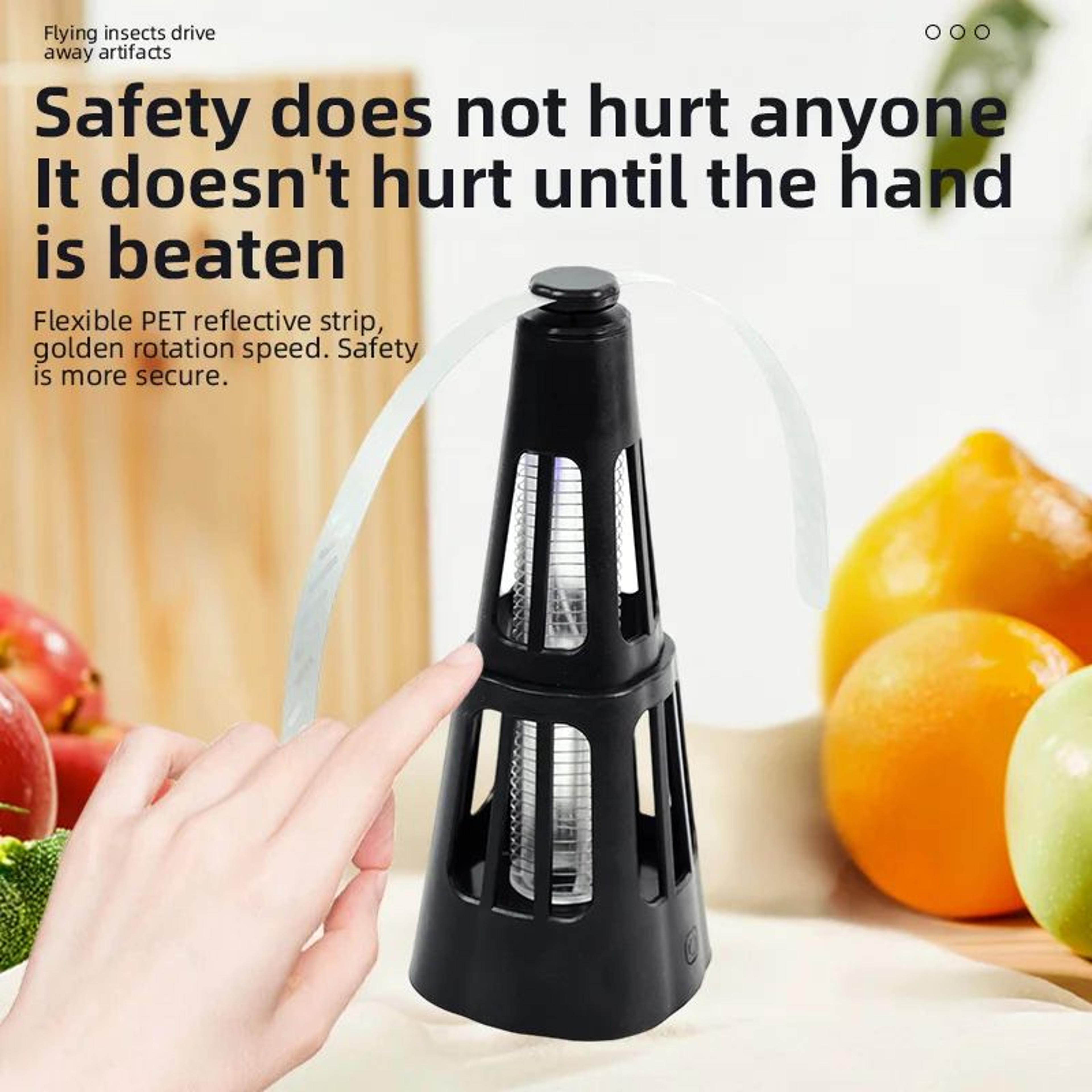qualitell 2-in-1 fly repellent fan & bug zapper lamp - portable food protector for indoor/outdoor tables