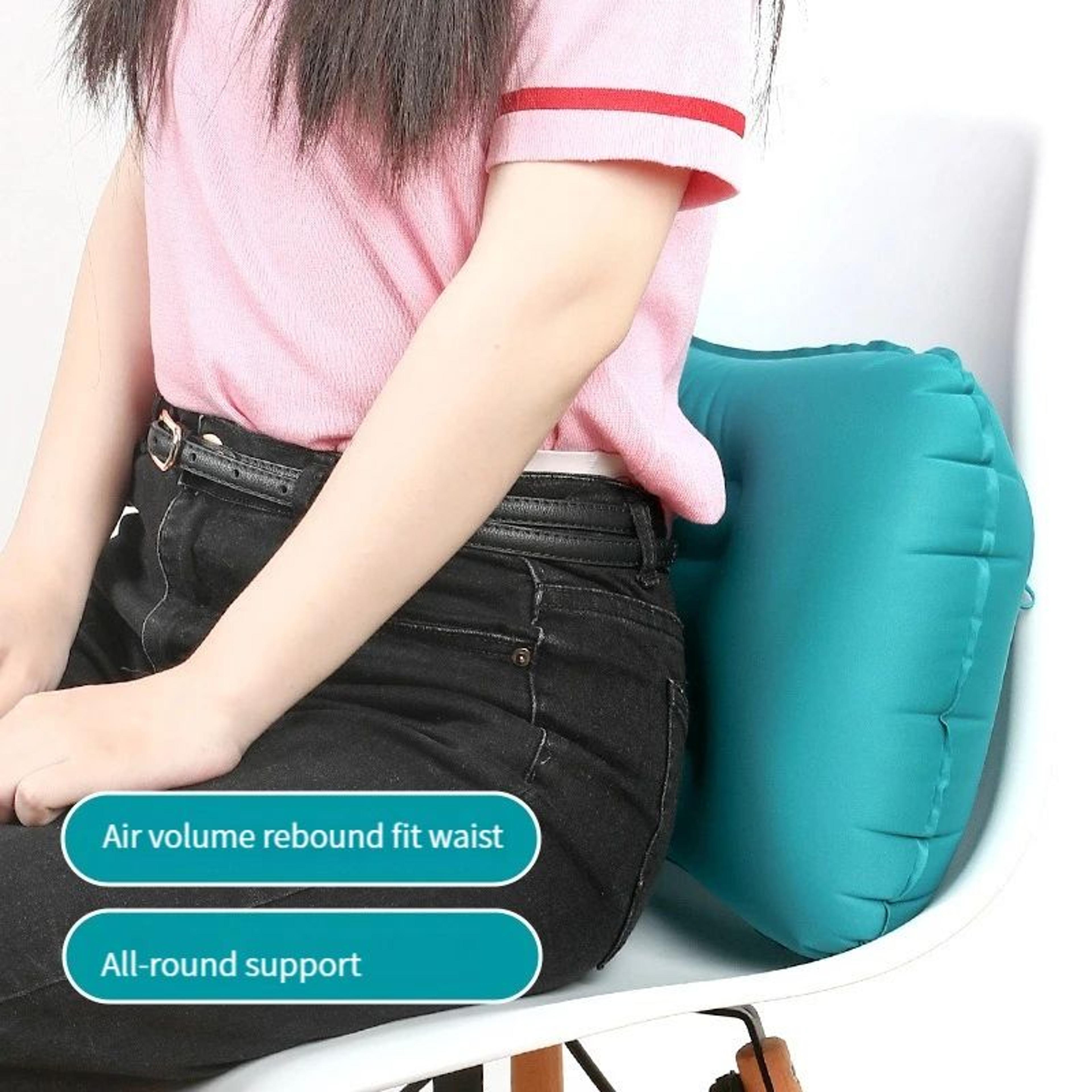 press-to-inflate inflatable travel pillow - compact u-shaped neck pillow for planes, cars & outdoor trips