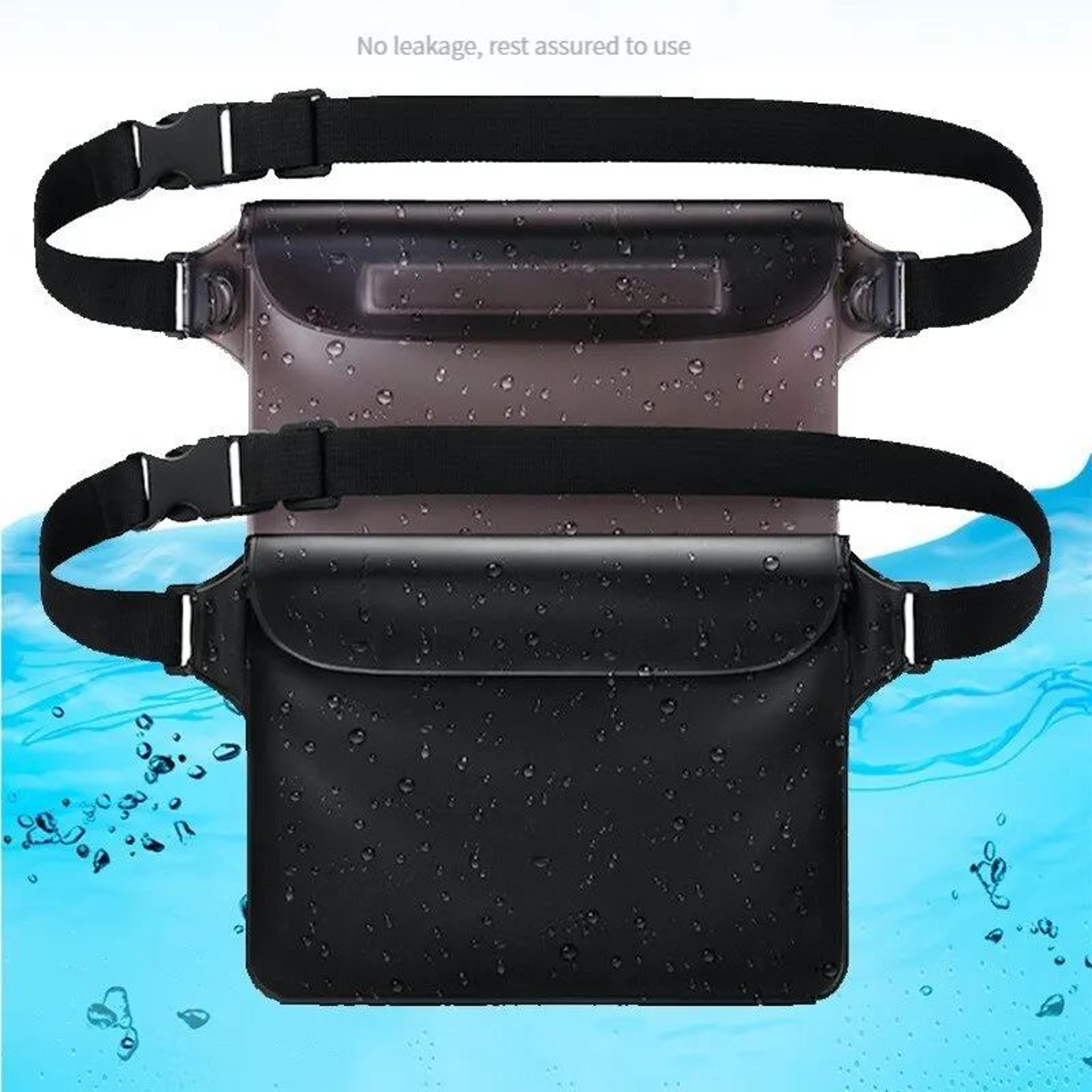 ipx8 waterproof phone pouch waist pack - underwater dry bag for swimming, beach & water sports