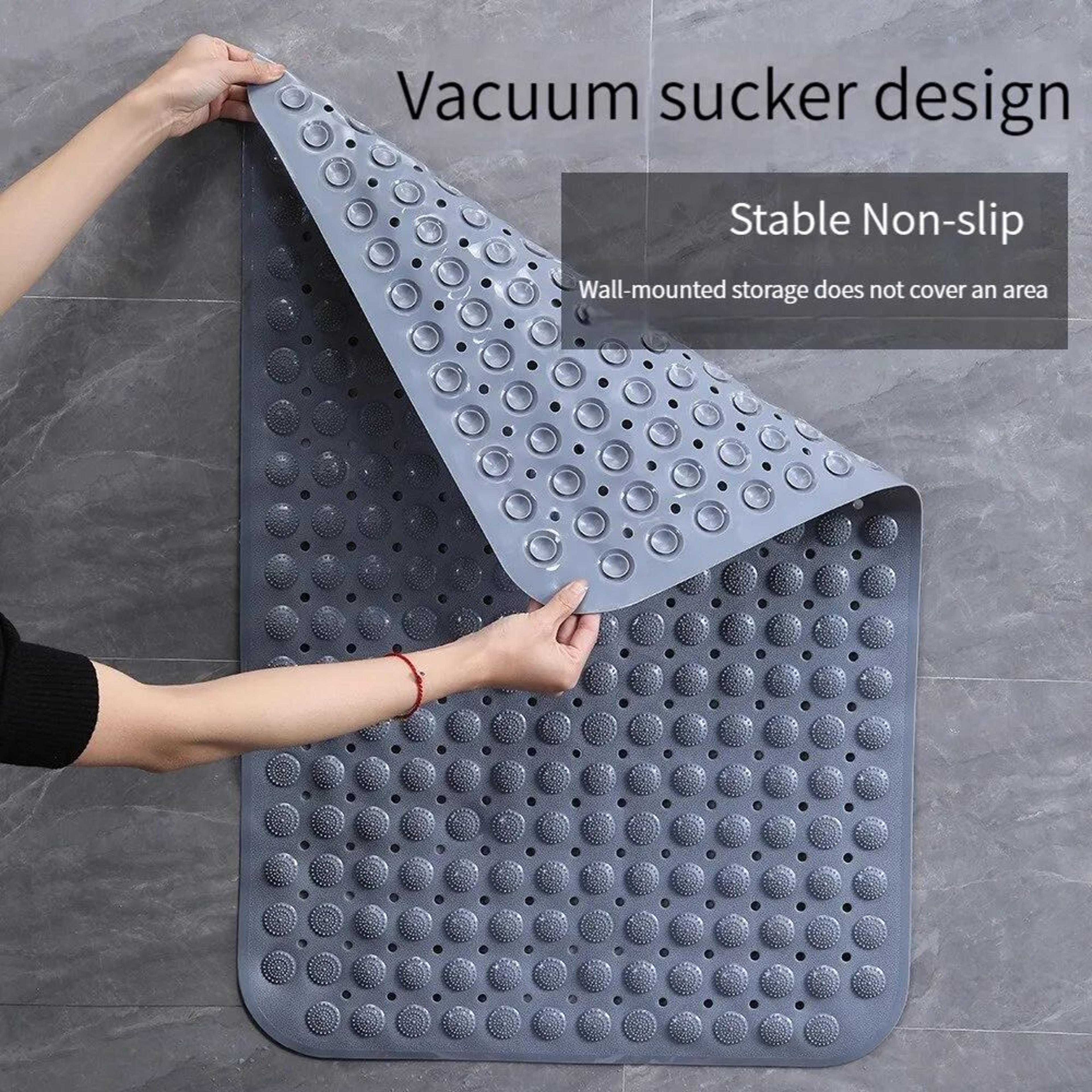 hydrodrain non-slip bathtub mat - quick drain shower mat with suction cups & foot massage texture