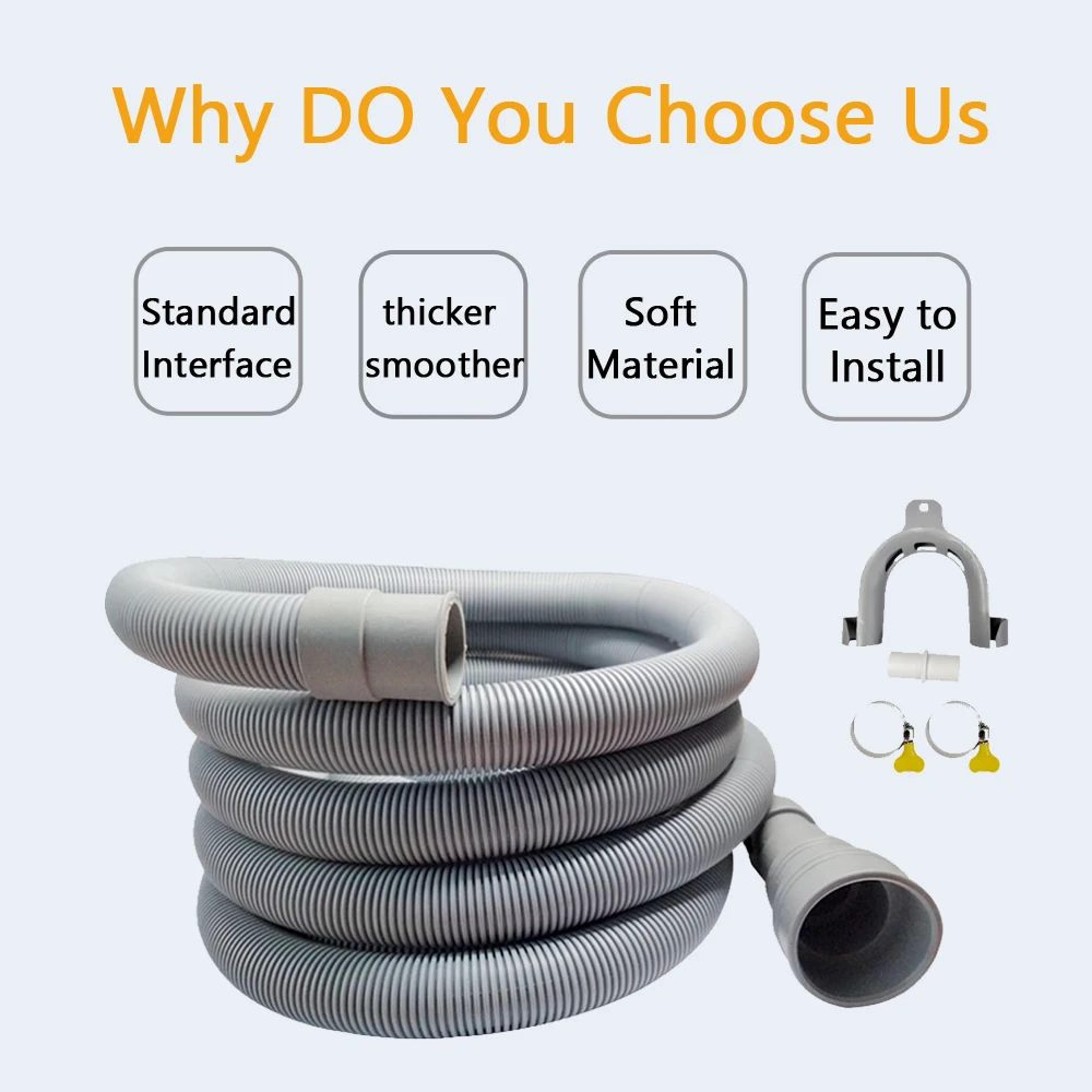 universal washing machine drain hose extension kit – flexible corrugated dishwasher drain hose with adapter & clamp