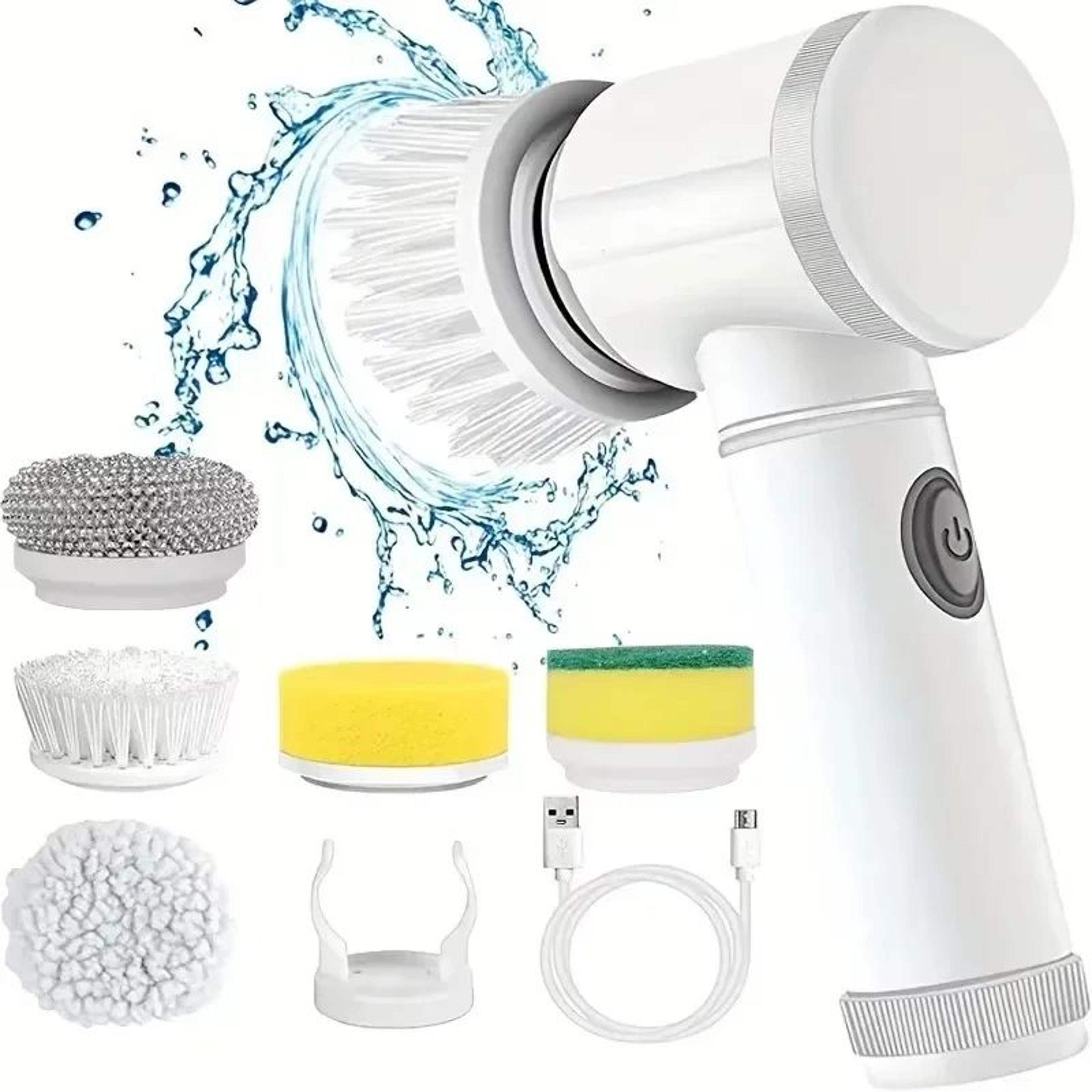 cordless electric spin scrubber with 5 interchangeable brush heads