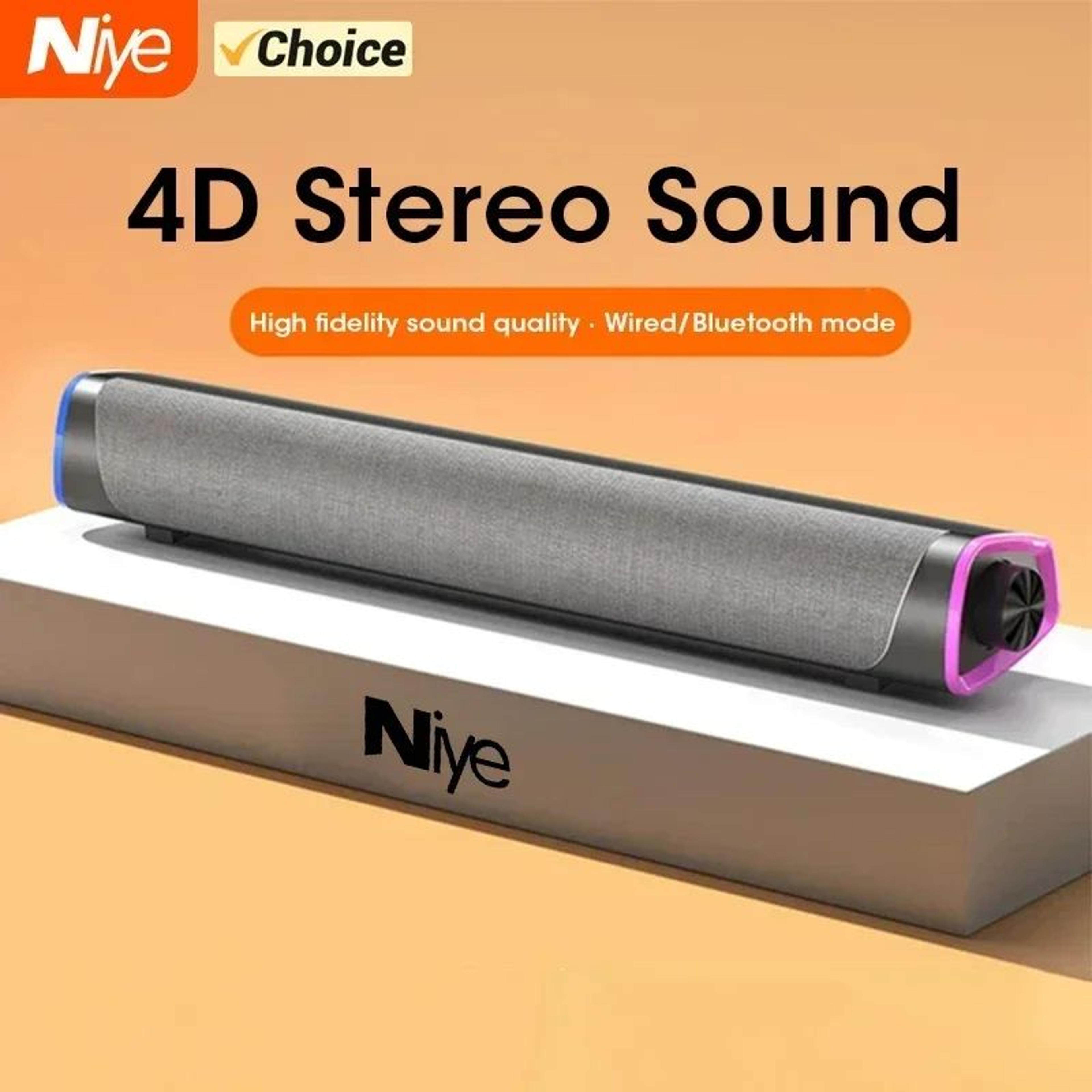 4d bluetooth computer speaker bar - compact desktop soundbar with subwoofer for laptop & pc