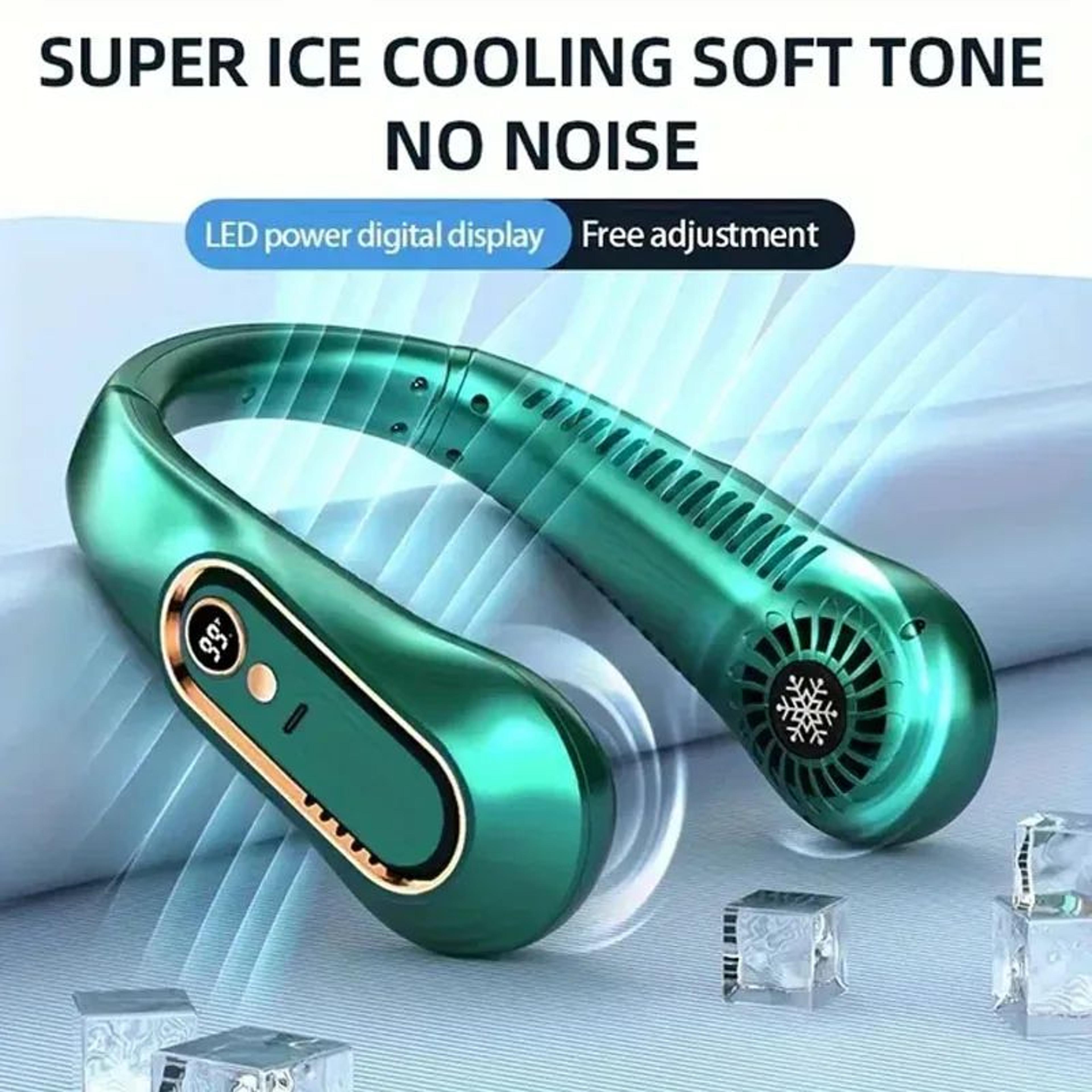 bladeless portable neck fan with digital display – usb rechargeable hands-free neckband cooler