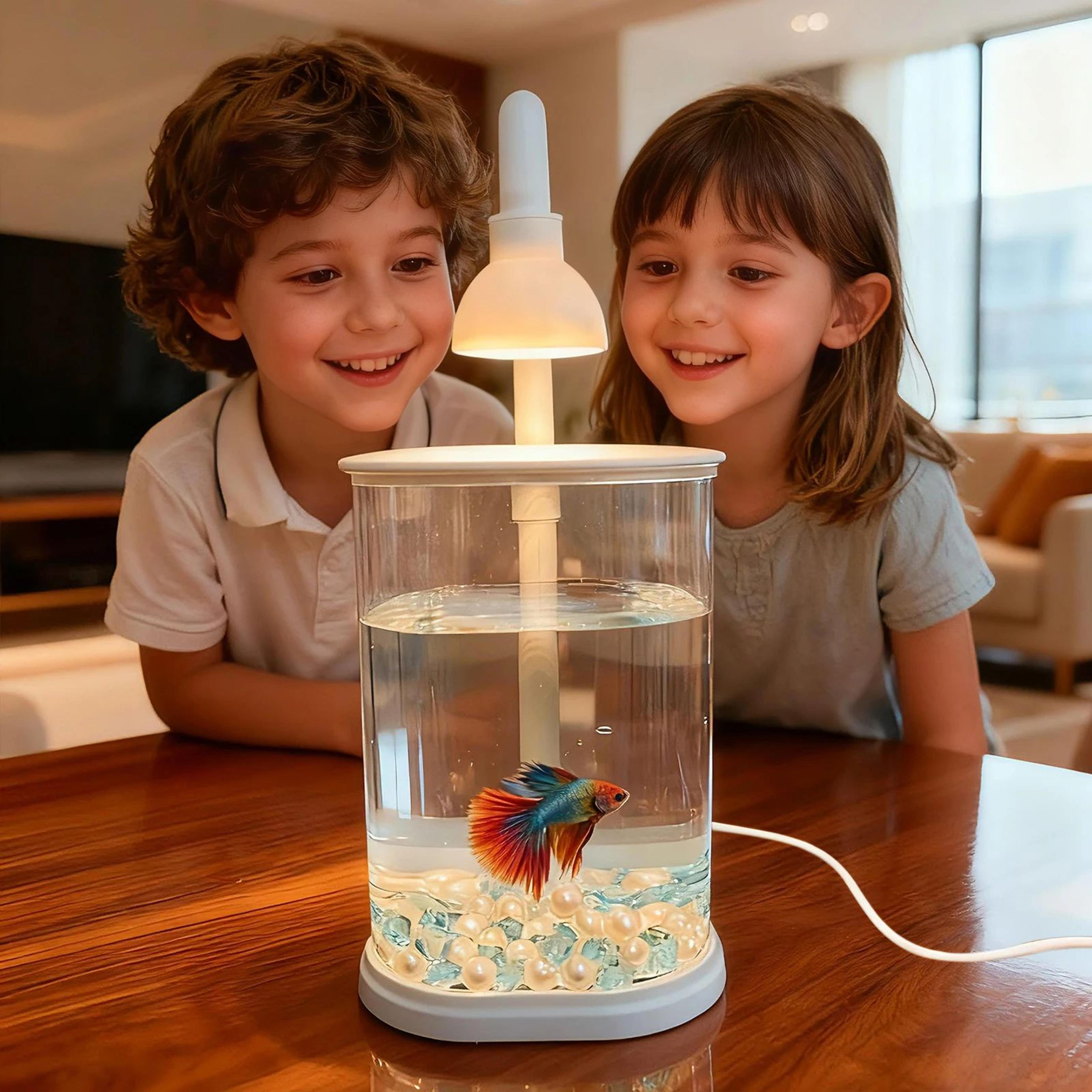 mini desktop aquarium starter kit with led light – compact betta fish tank & small tabletop aquarium for home decor