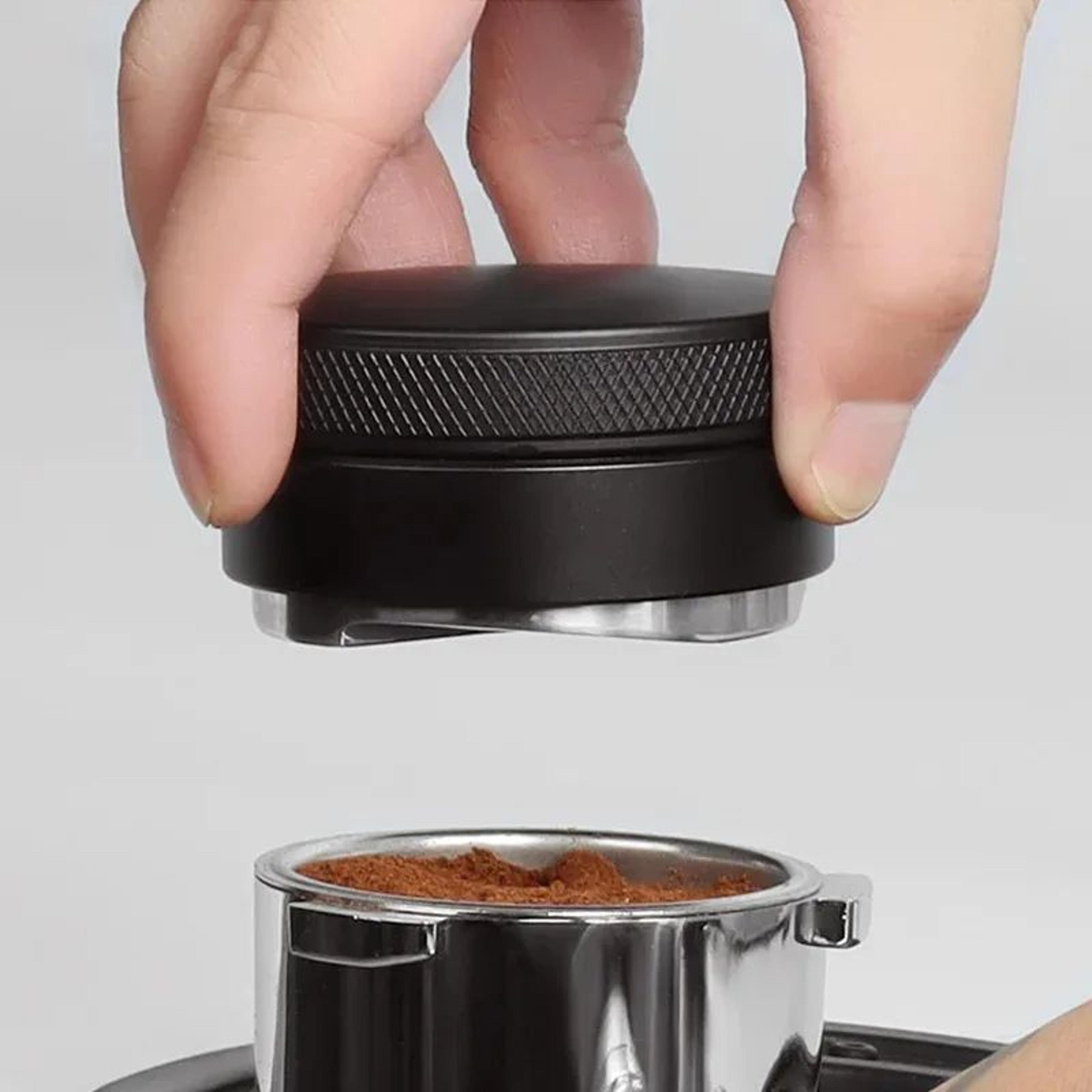 precision espresso distributor tool & leveler - adjustable 51/53/58mm portafilter leveler with palm tamper control
