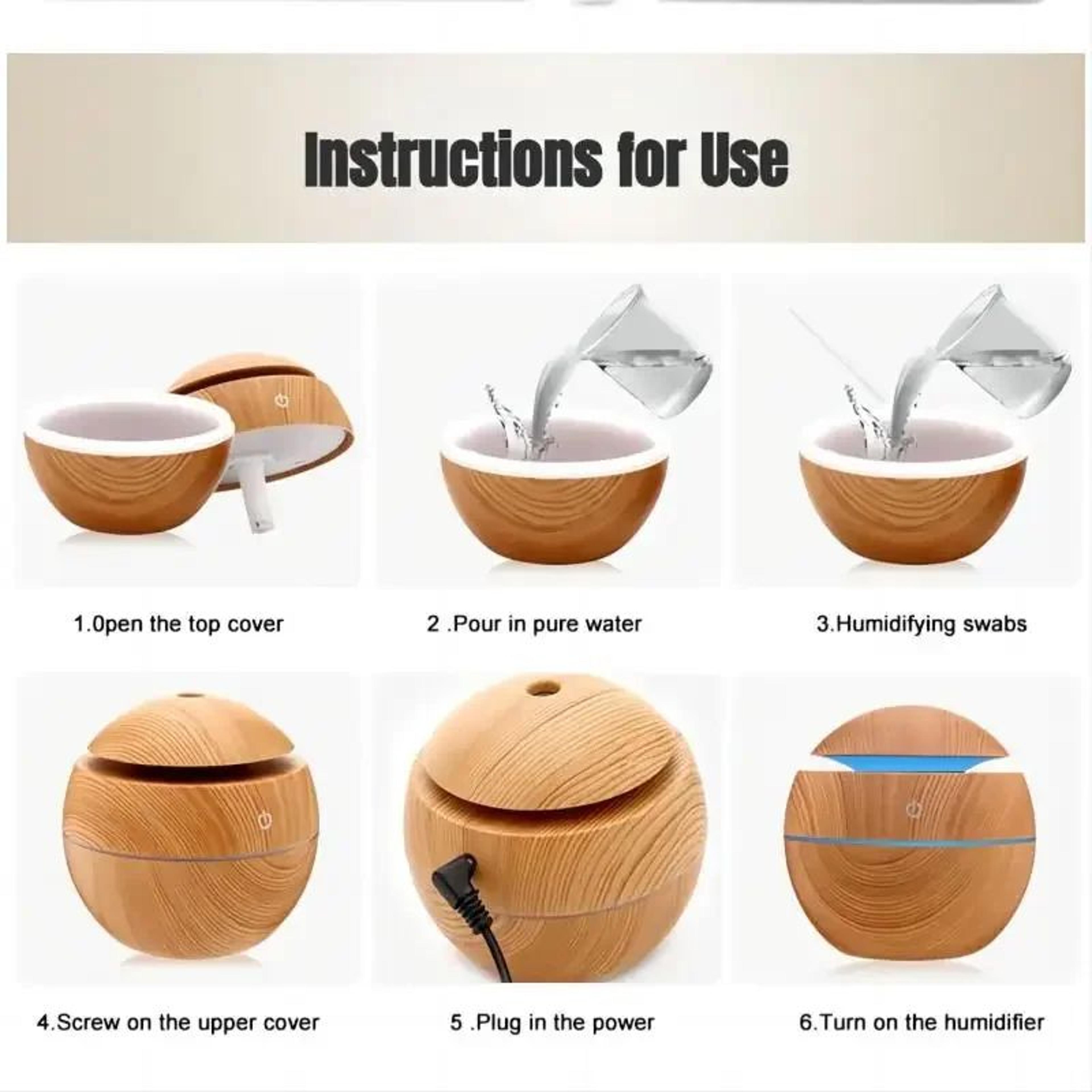 wood grain usb ultrasonic cool mist humidifier & essential oil aroma diffuser
