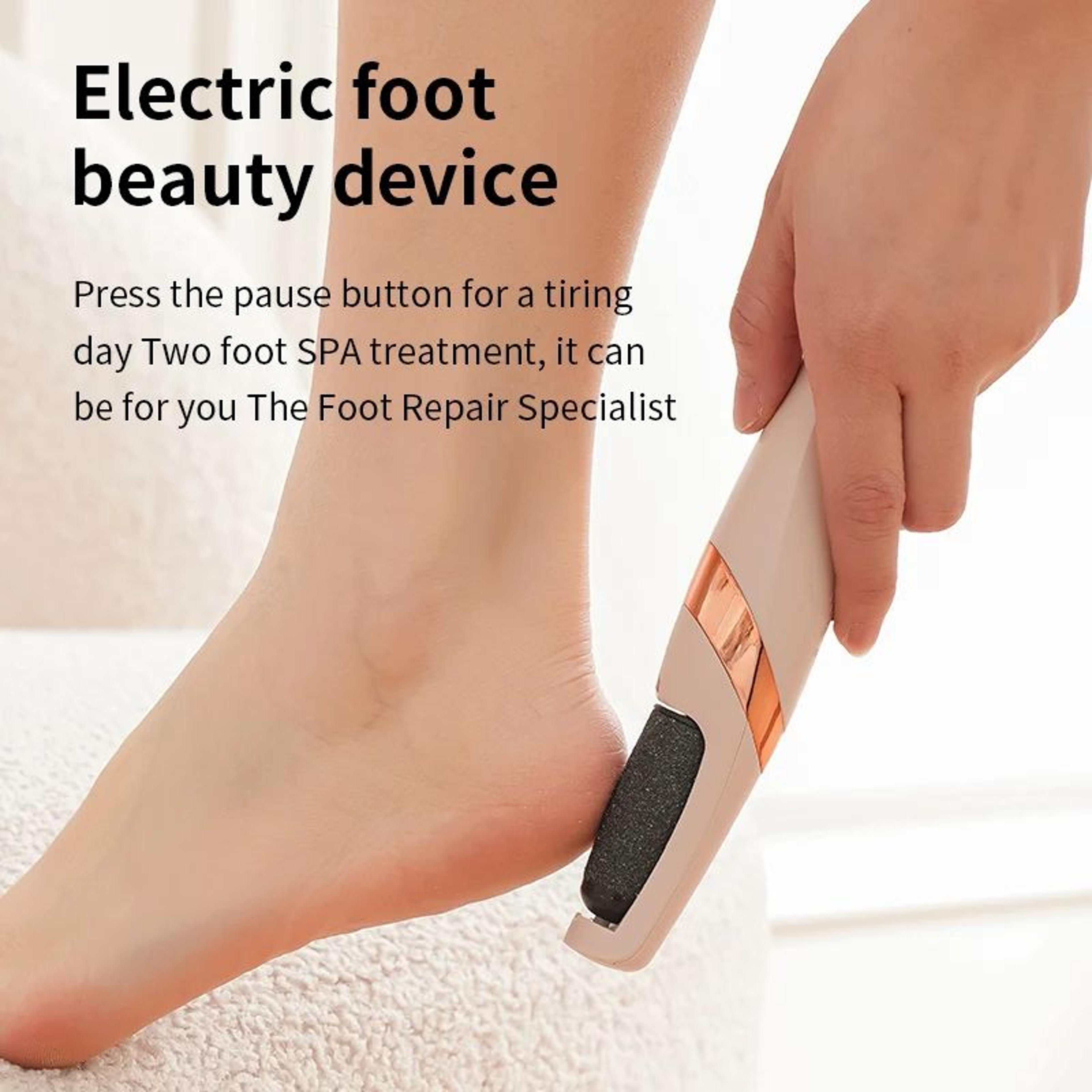 usb rechargeable electric foot scrubber – portable pedicure tool with dual grinding heads for smooth feet