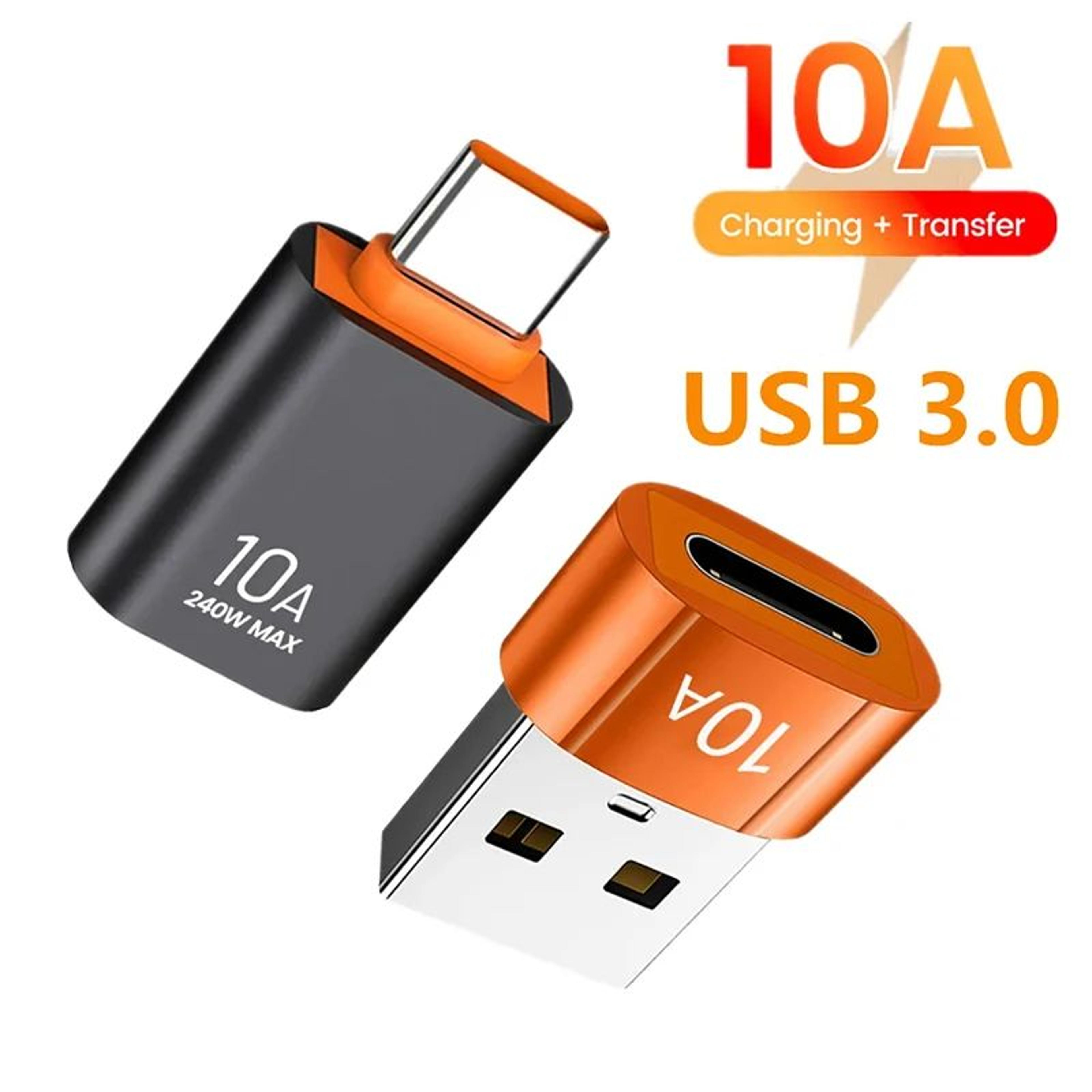usb 3.0 usb-c otg adapter 10a fast charge & data transfer usb-a to type-c converter