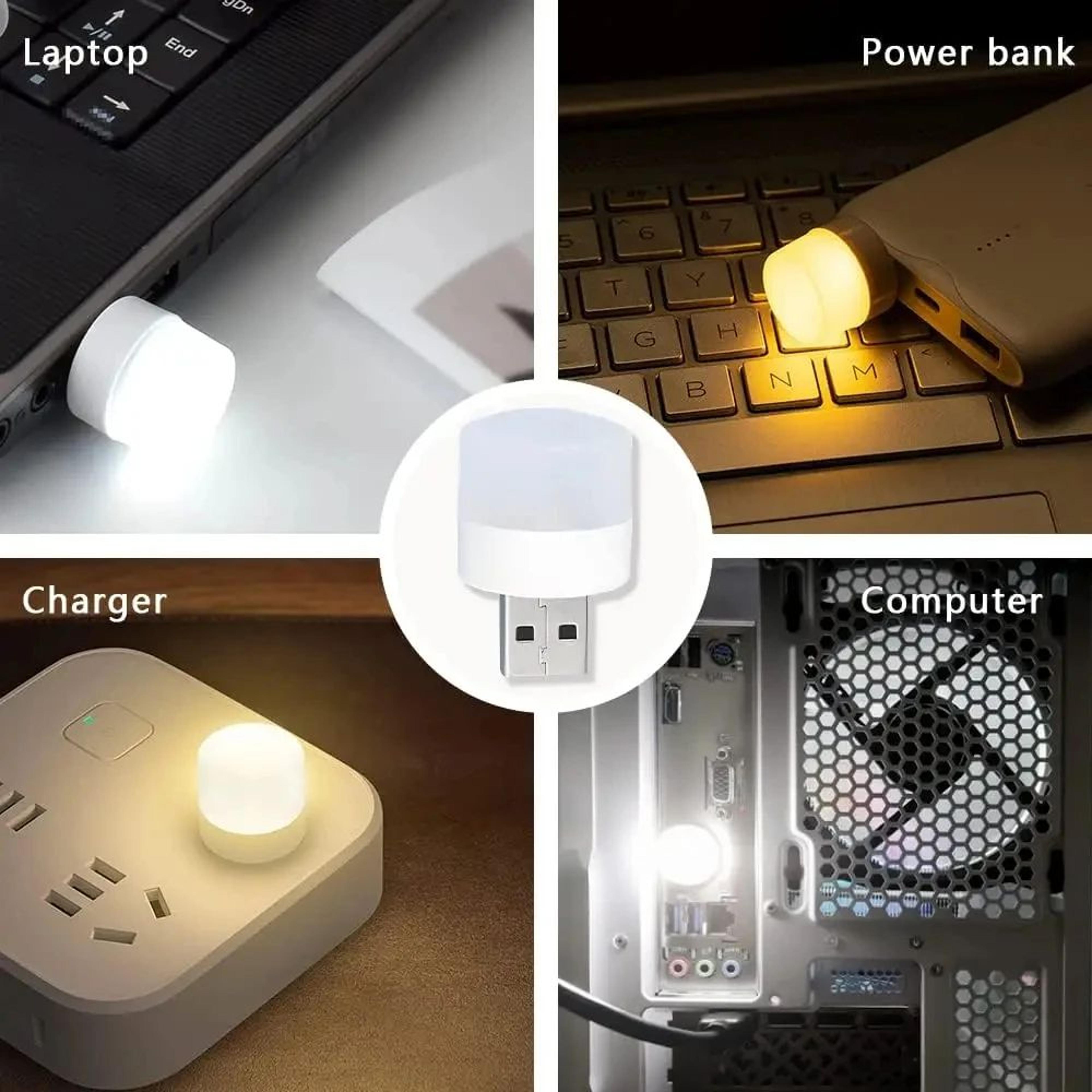mini usb night light warm white led plug-in reading light for laptop, power bank & charger