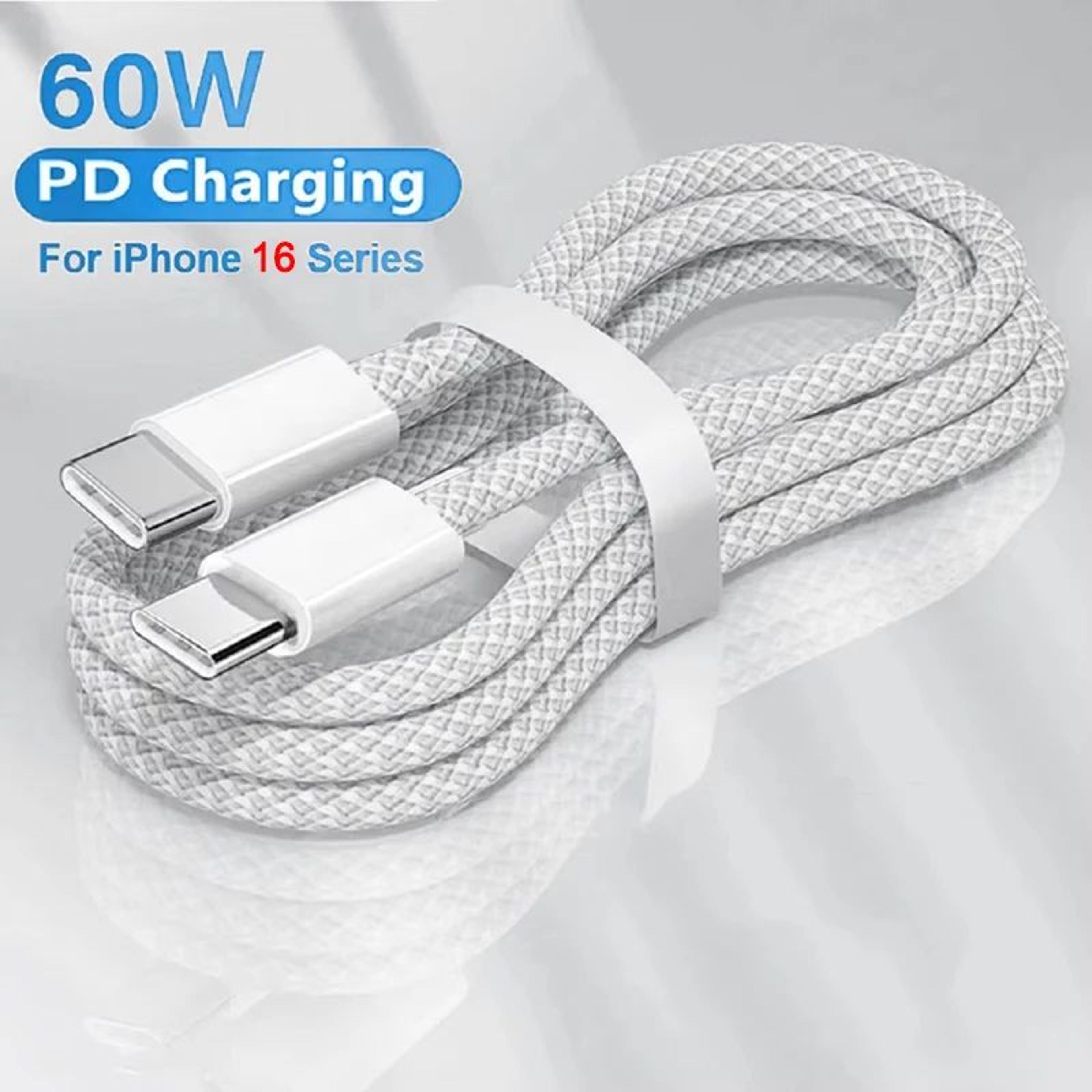 60w pd usb-c to usb-c fast charging cable for iphone 16/15 pro max & more