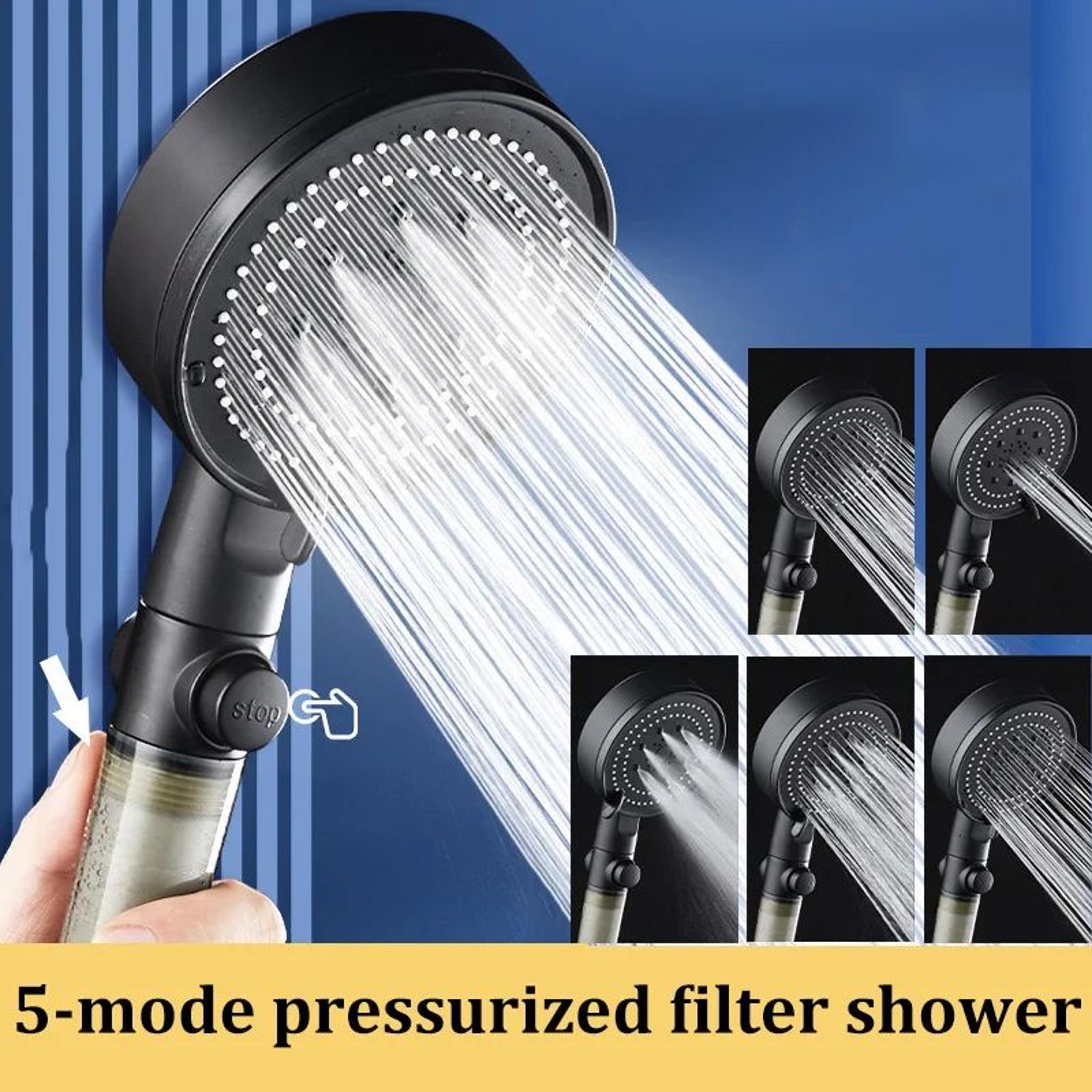 high pressure shower head with filter - 5 spray modes handheld shower head with pp cotton filter for cleaner,