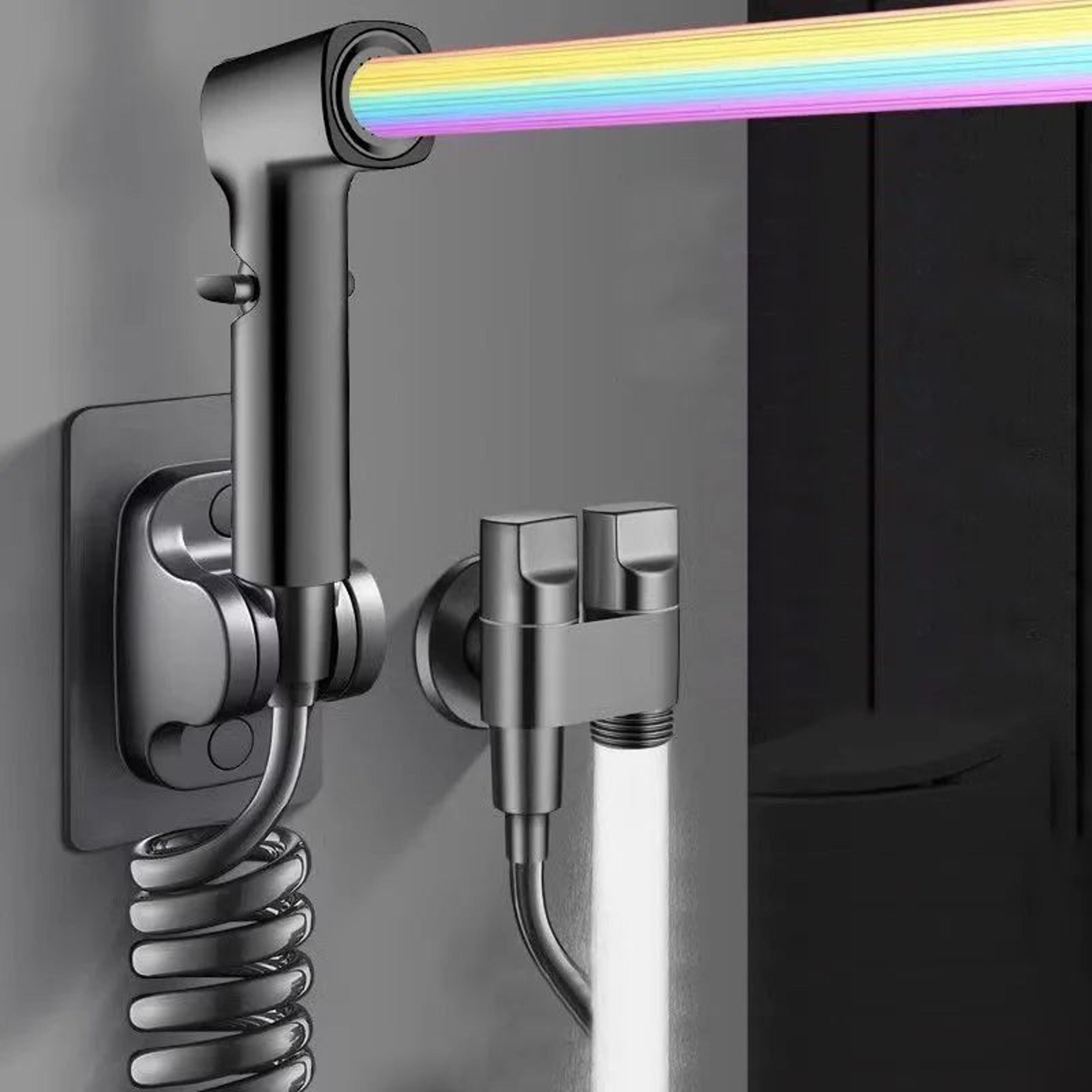 high-pressure toilet spray gun kit with 1-in-2-out diverter valve (handheld bidet sprayer)