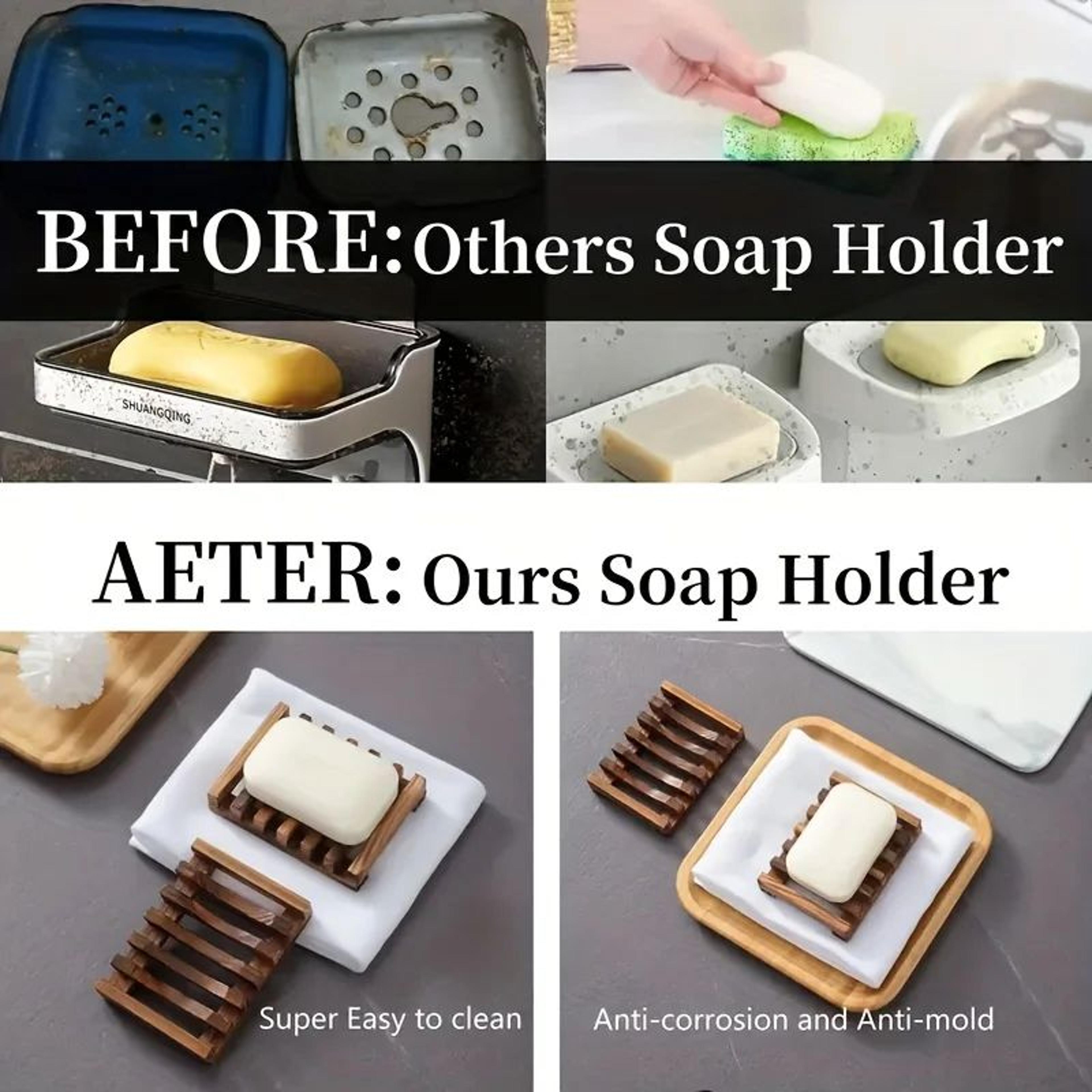 elegant silicone self draining soap dish, non-slip rectangular soap holder with drainage for bathroom, kitchen & travel