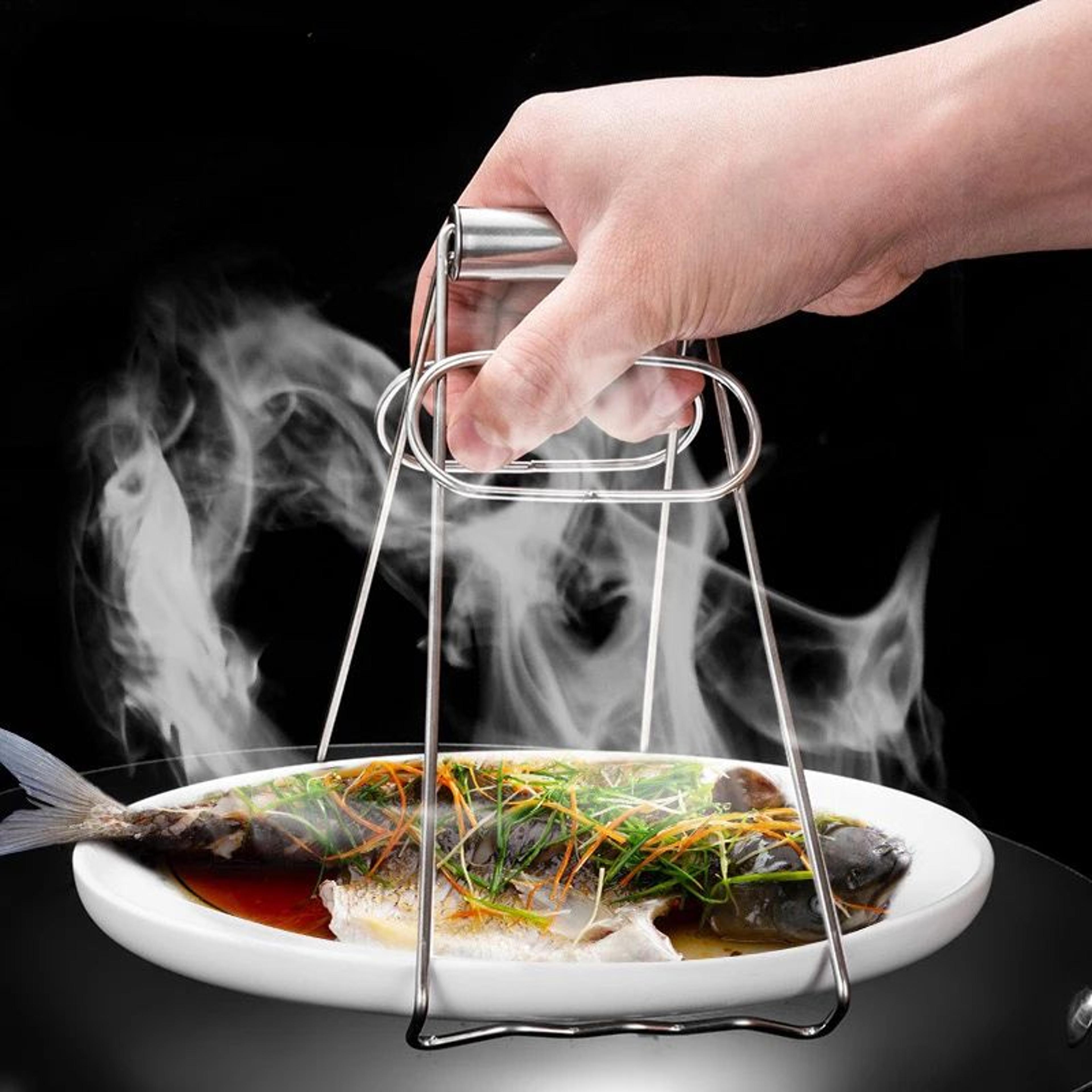 stainless steel hot plate gripper - foldable anti-scald bowl & plate lifter tongs