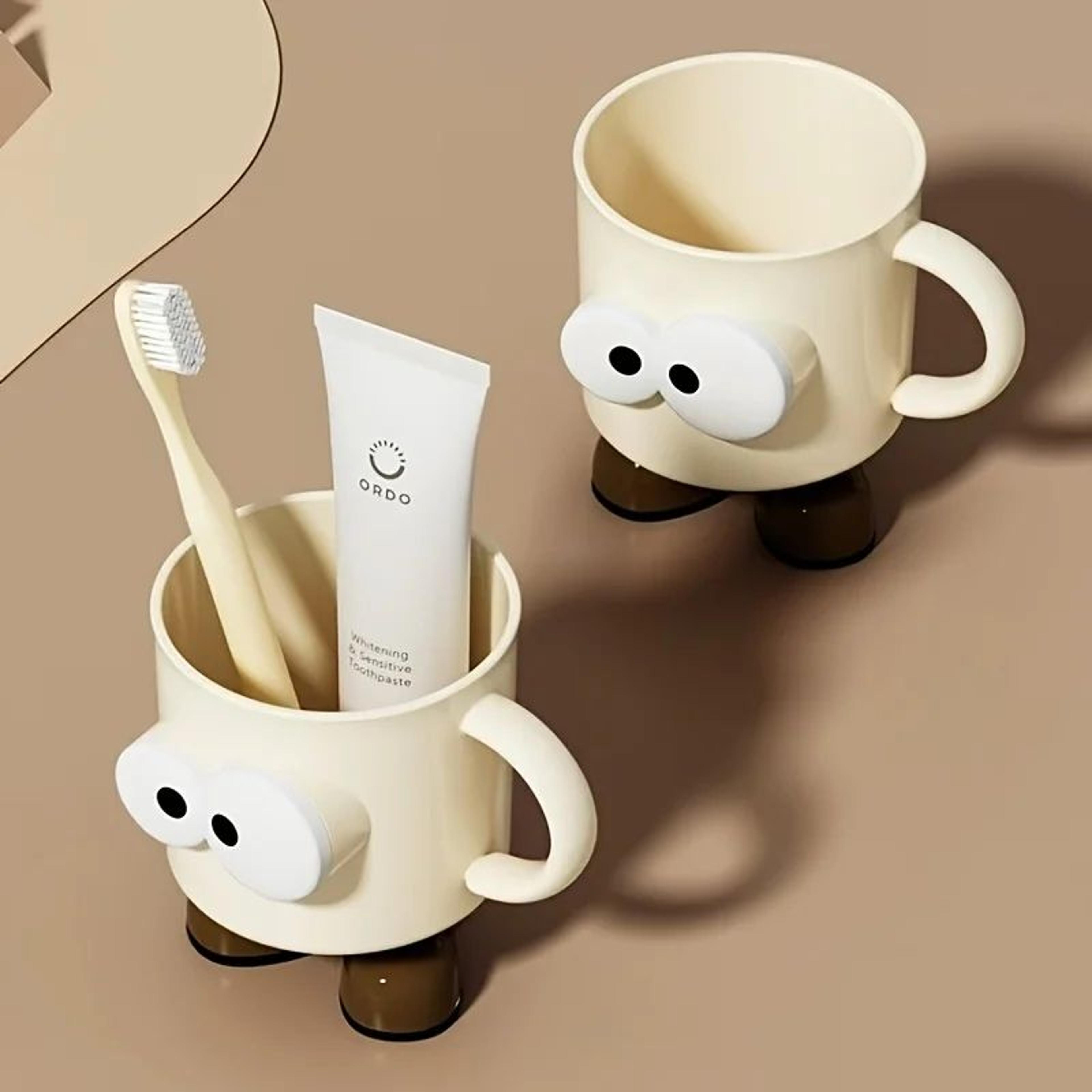 cute cartoon couple toothbrush cup – non-slip bathroom mouthwash tumbler