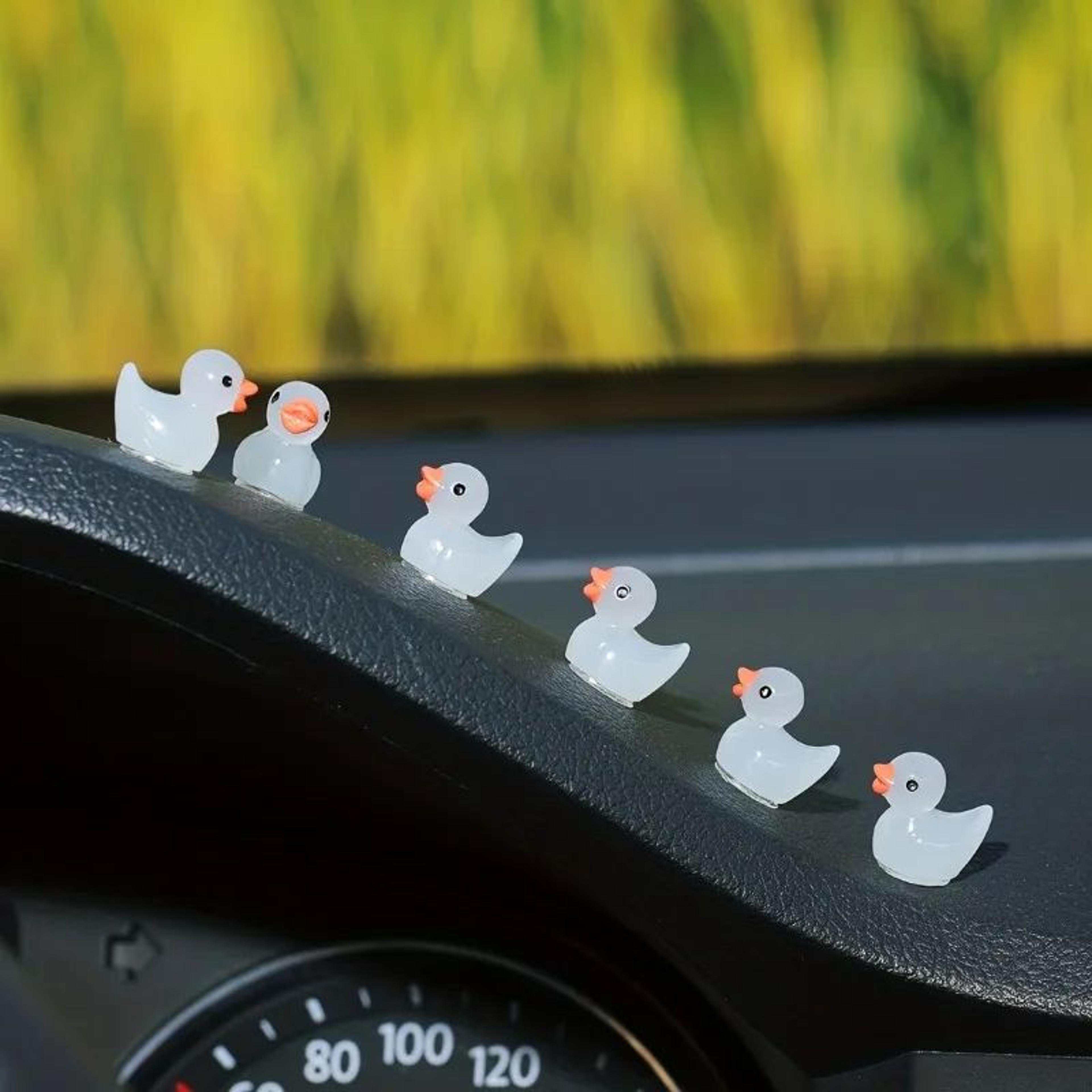 glow-in-the-dark mini duck car dashboard ornaments (5-piece cute car decor set)