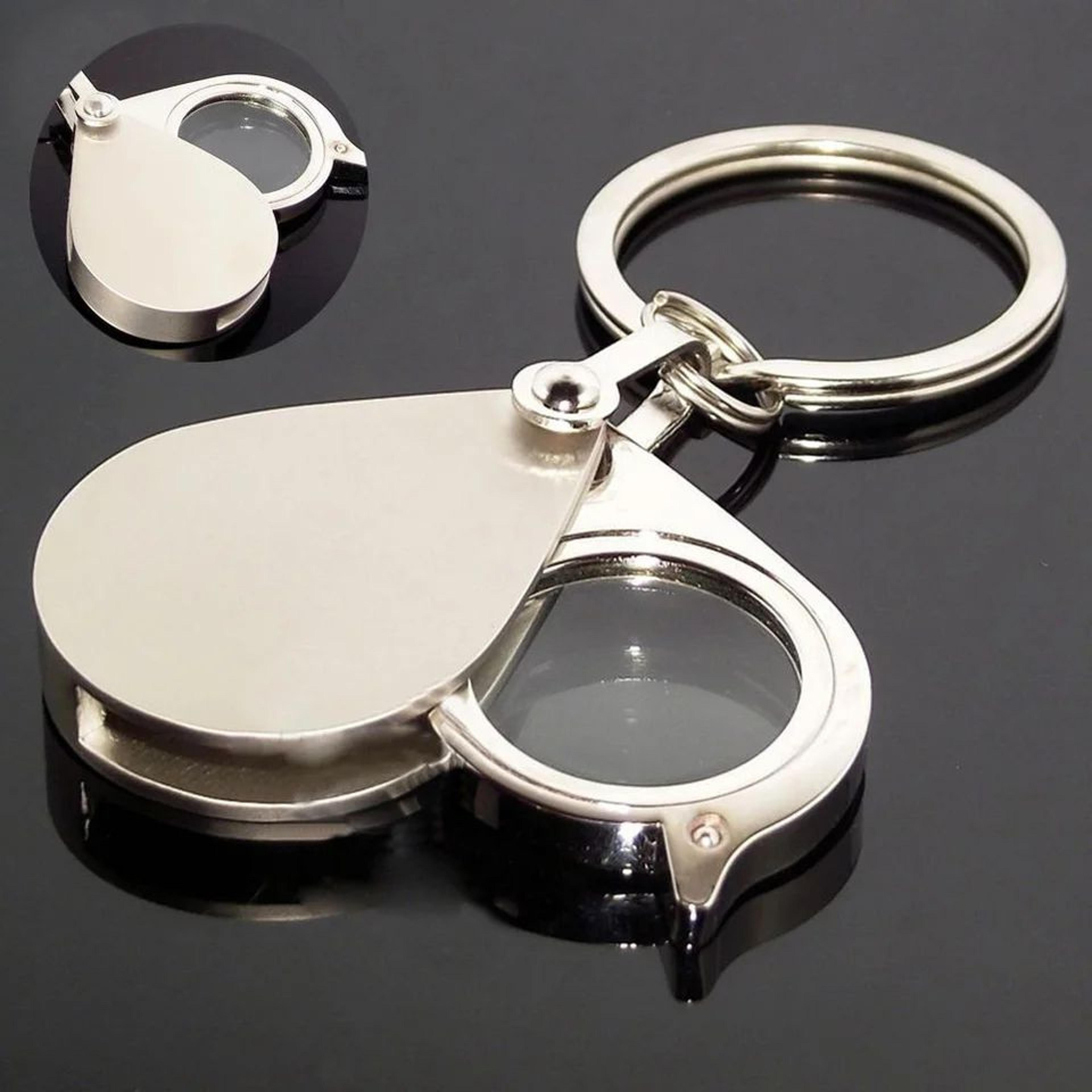 metal keychain magnifying glass - portable folding magnifier with hd glass lens