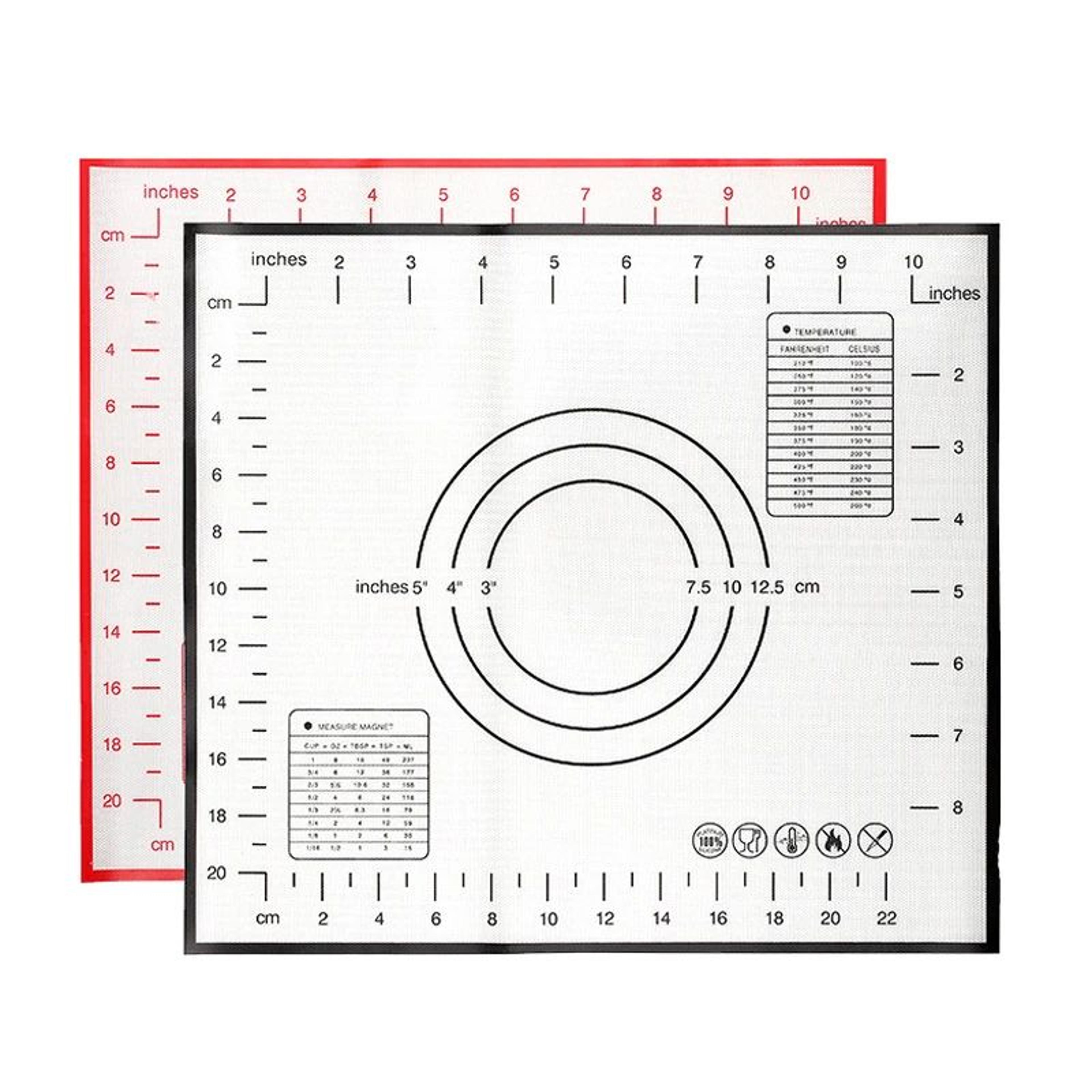 extra-thick silicone pastry mat with measurements, non-stick kneading & rolling baking mat with scale