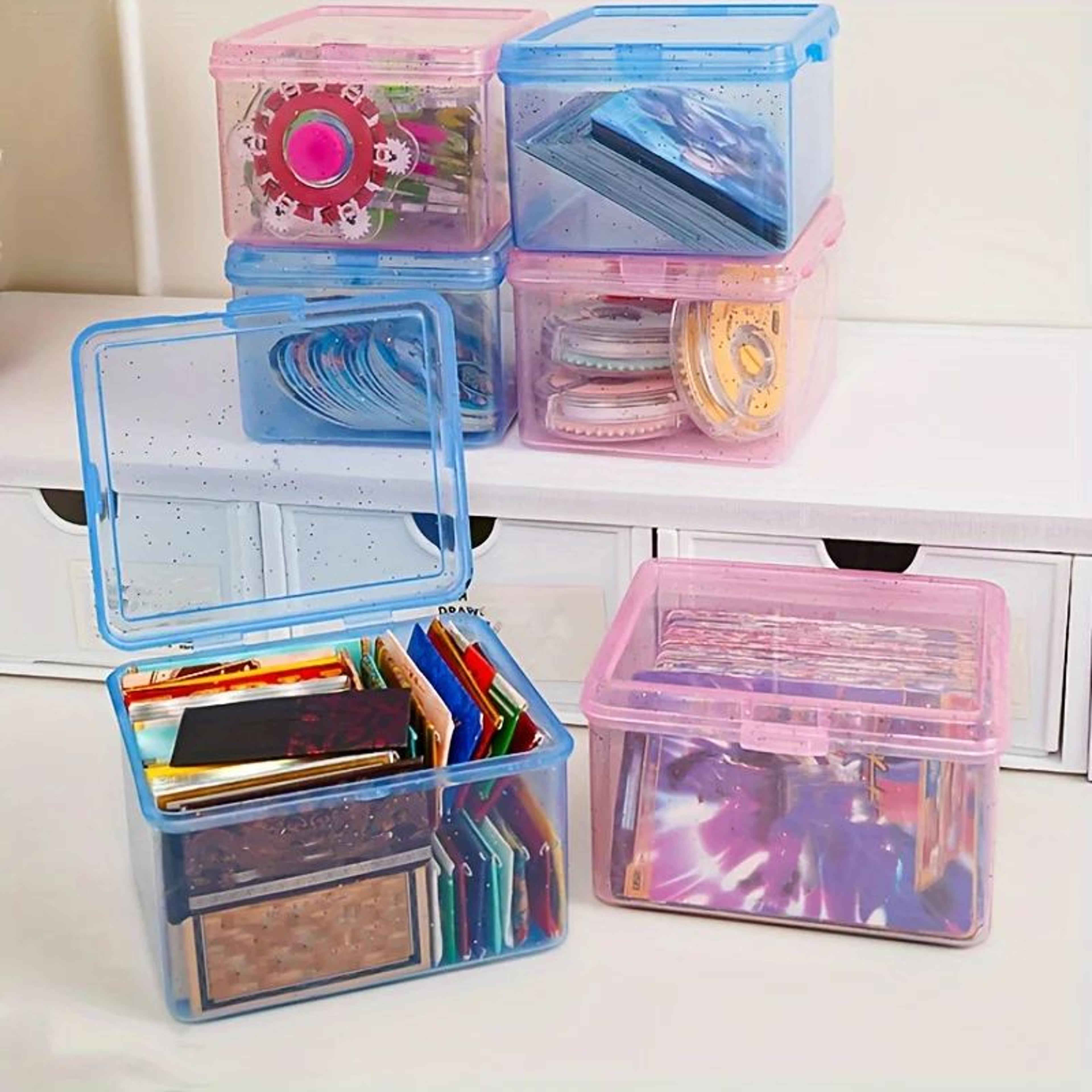 compact card storage box plastic business card holder – desktop office desk organizer for cards & small essentials